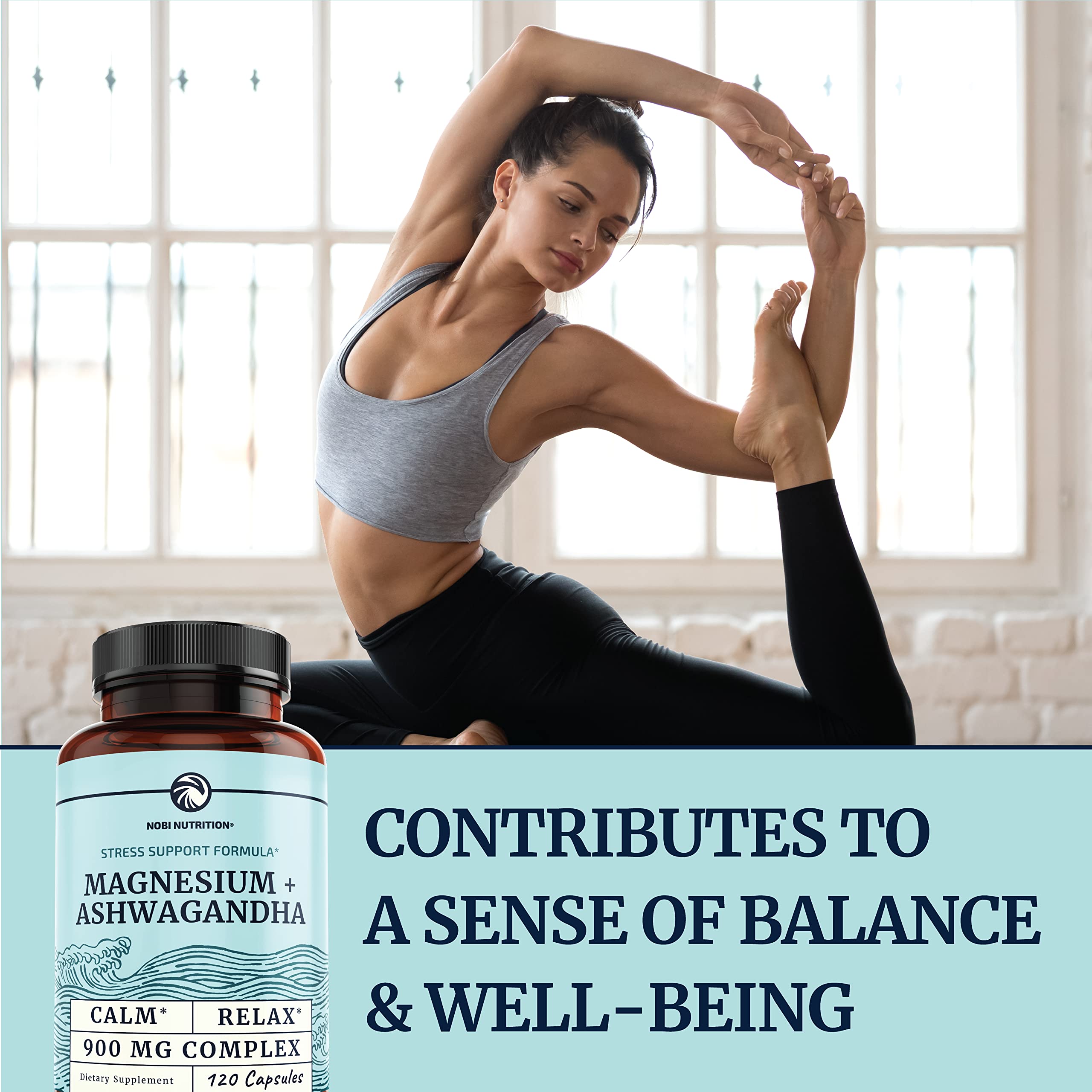 Magnesium Ashwagandha | Calming Magnesium Supplement for Adults | Relax, Rest