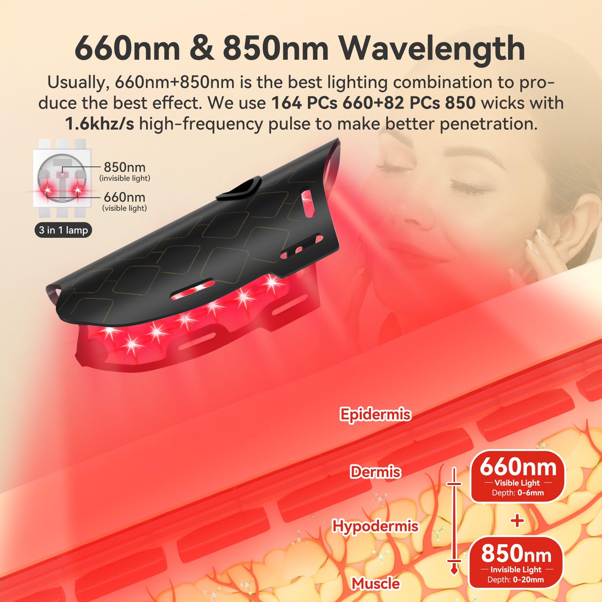 Peng Teng Red Light Therapy for Face, 660NM and 850NM,Innovative use of Monitoring,red Light Therapy Masks