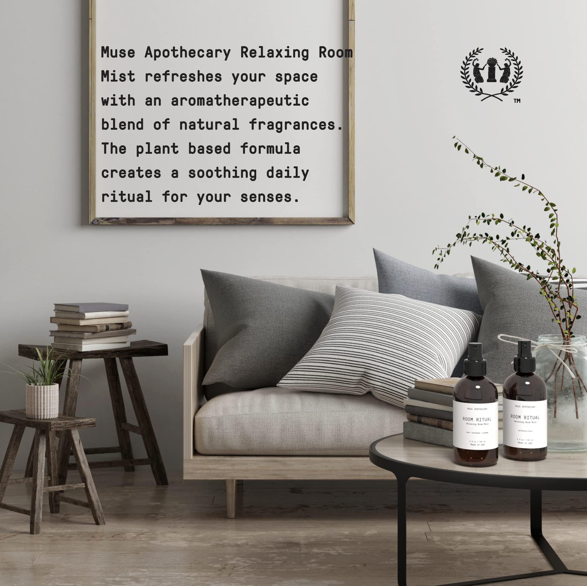 Muse Bath Apothecary Room Ritual - Aromatic and Relaxing Room Mist, 8 oz, Infused