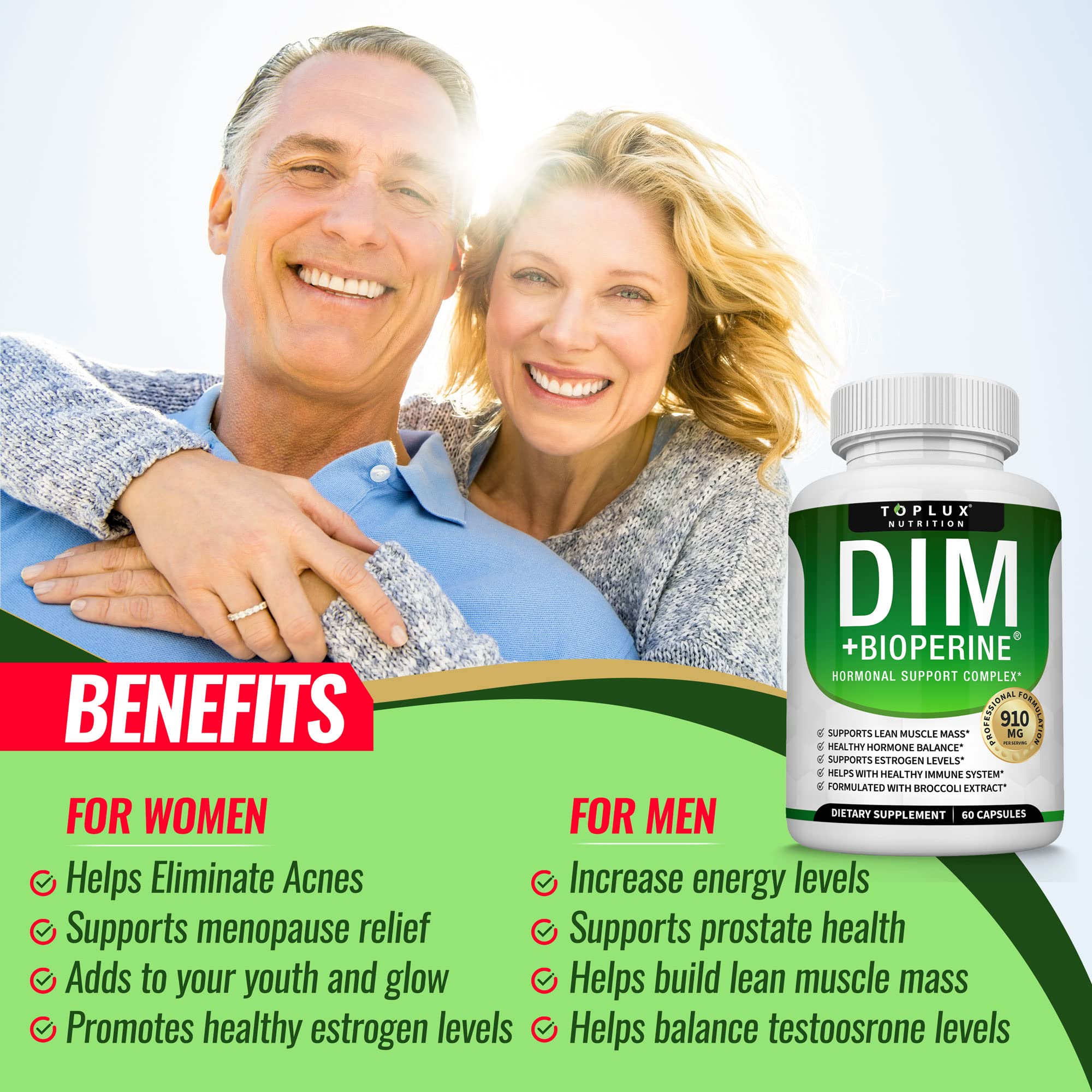 Dim Supplement 910 mg Plus BioPerine Complex - Diindolylmethane to Support Hormone Balance