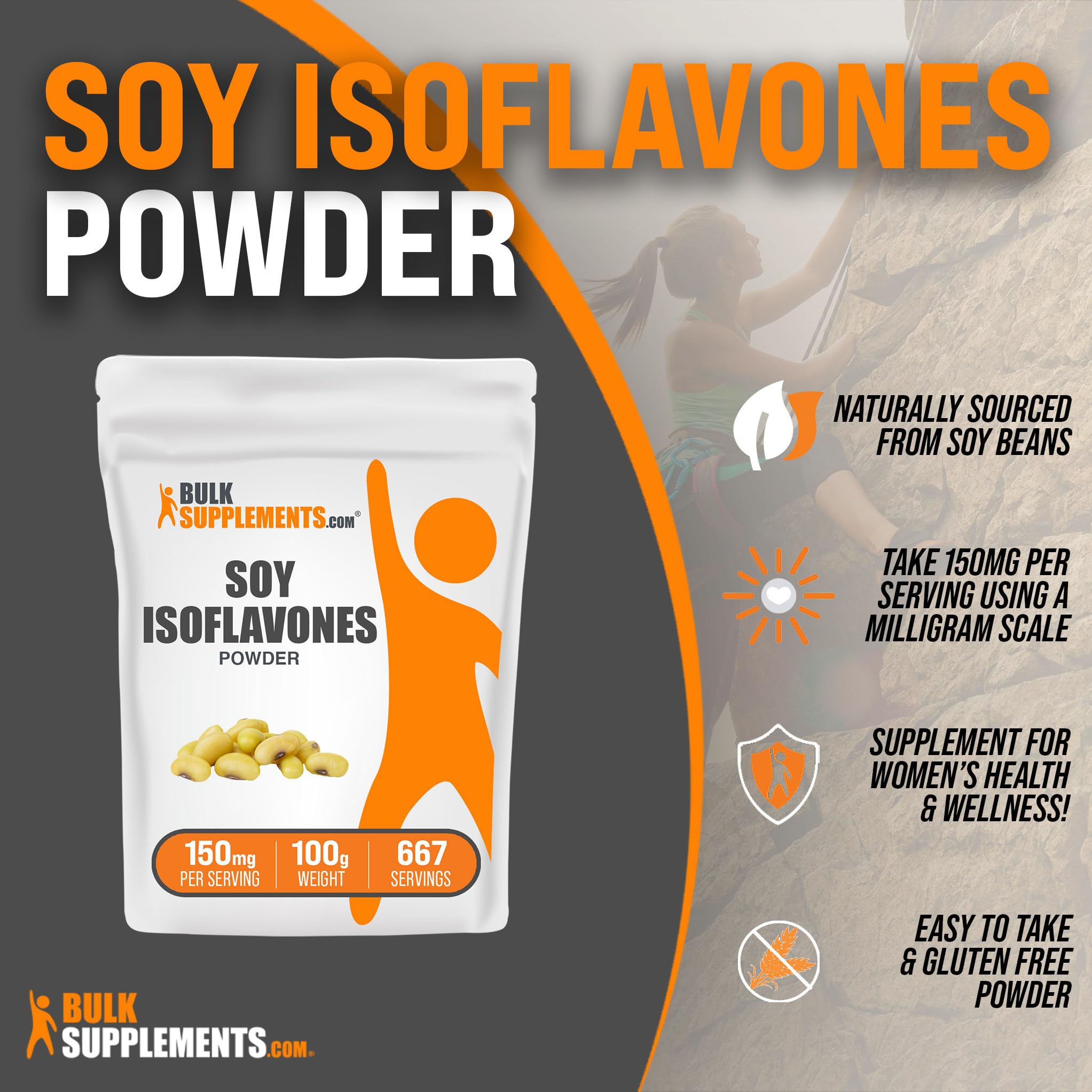 BULKSUPPLEMENTS.COM Soy Isoflavones Powder - Soy Isoflavones 150mg, Isoflavones Supplement