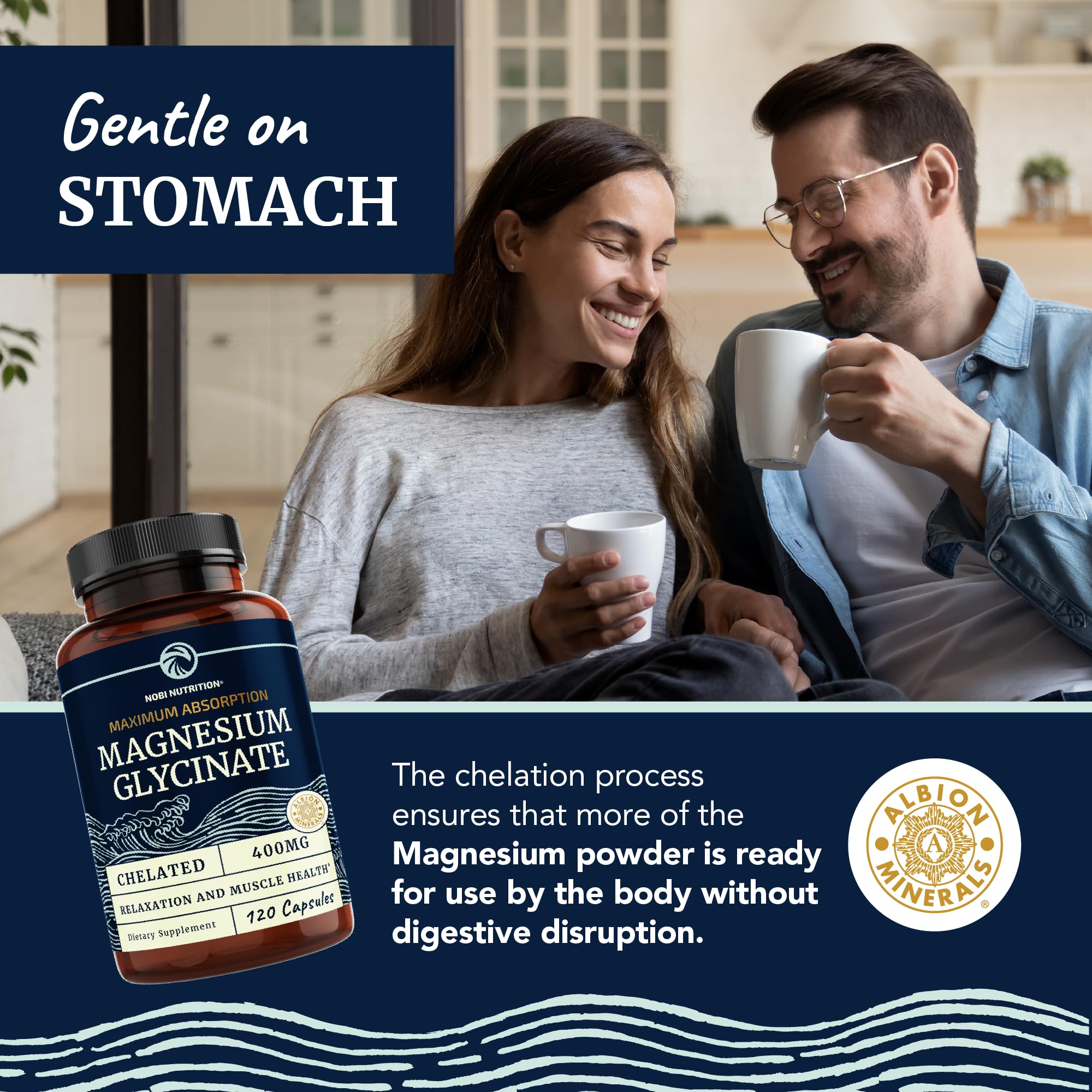 Magnesium Bisglycinate 400mg | Chelated Bisglycinate for Muscle Relaxation, Bones