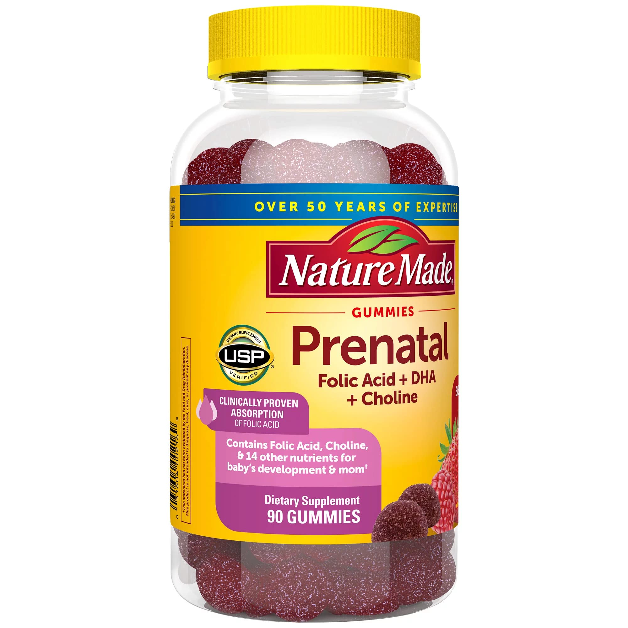 Nature Made Prenatal Gummies with DHA and Folic Acid Dietary Supplement Prenatal Health