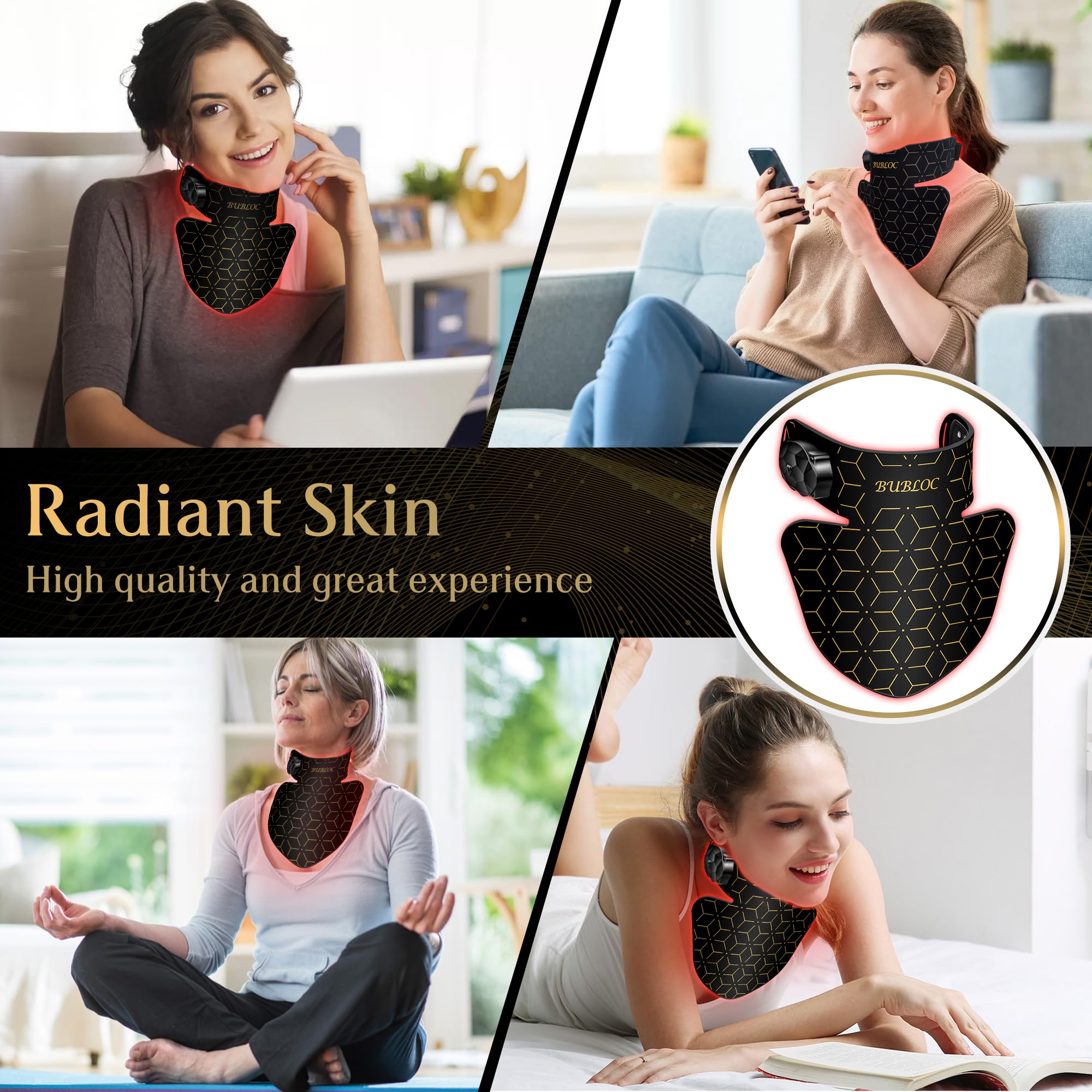 Upgraded Red Light Therapy Mask for Neck & Décolleté, 850 nm Wireless Infrared Light Therapy Suitable