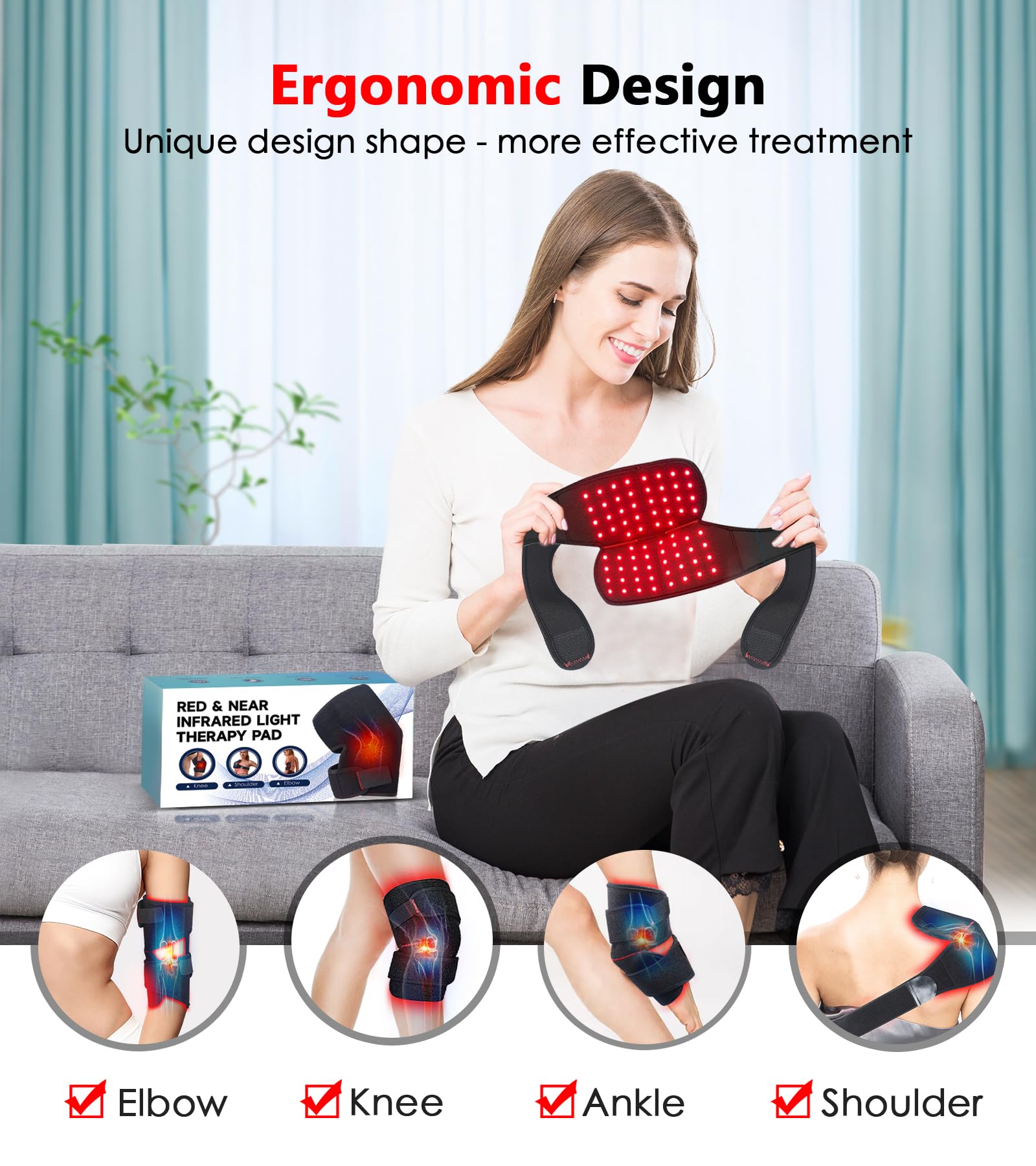 Red Light Therapy for Knee, Infrared Red Light Therapy Device Wrap Belt with 660nm Red Light