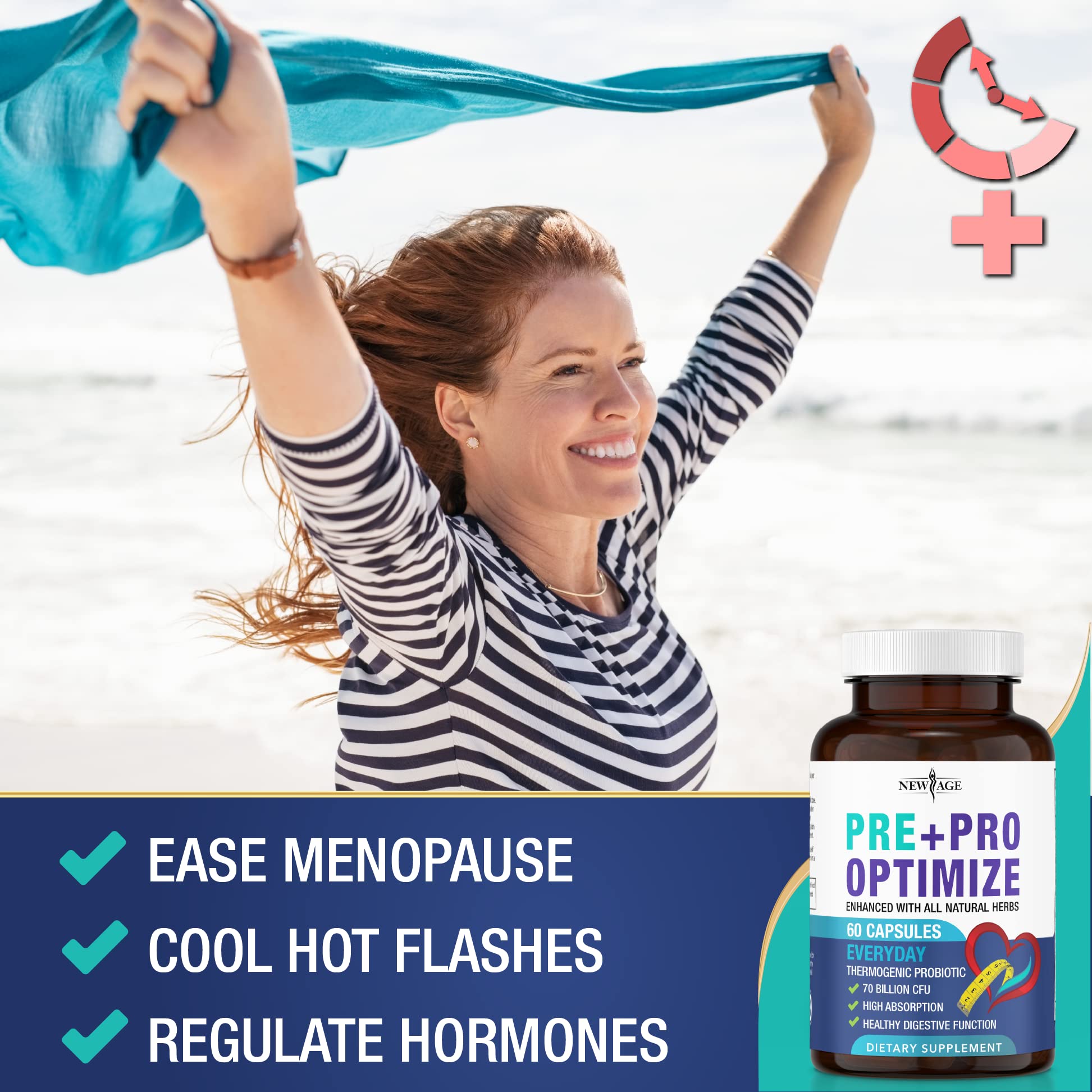 Pro Optimize Probiotics for Women, Menopause, 70 Billion CFU, Digestive Health - Relief for Bloating