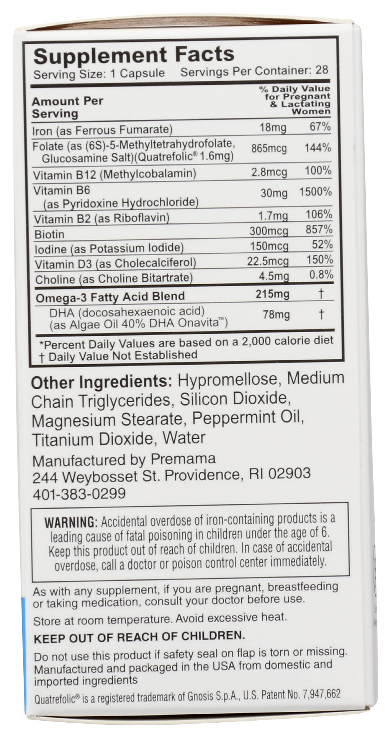 PREMAMA DHA Prenatal Multivitamin, 28 CT