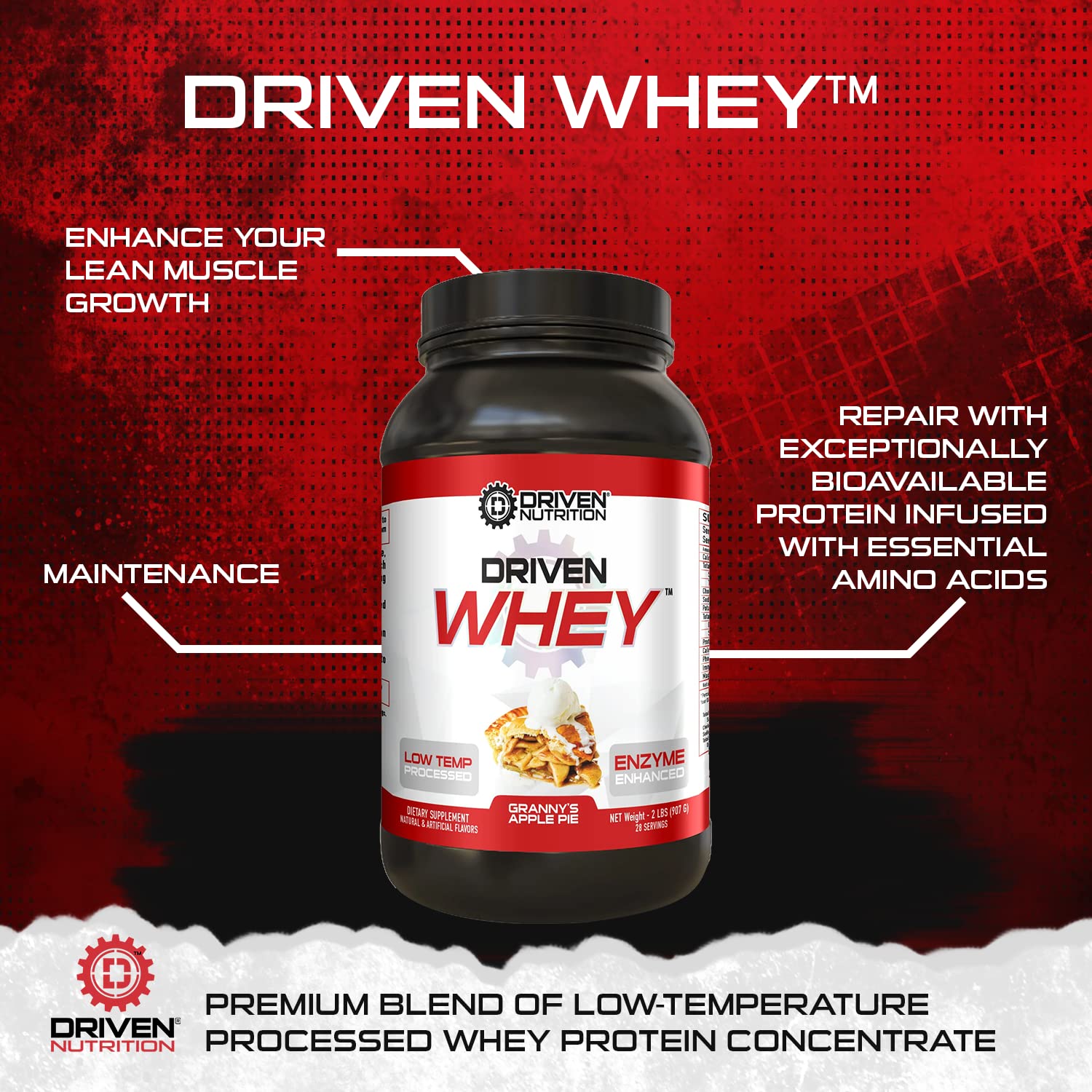 Driven WHEY- Grass Fed Whey Protein Powder: Delicious, Clean Protein Shake- Improve