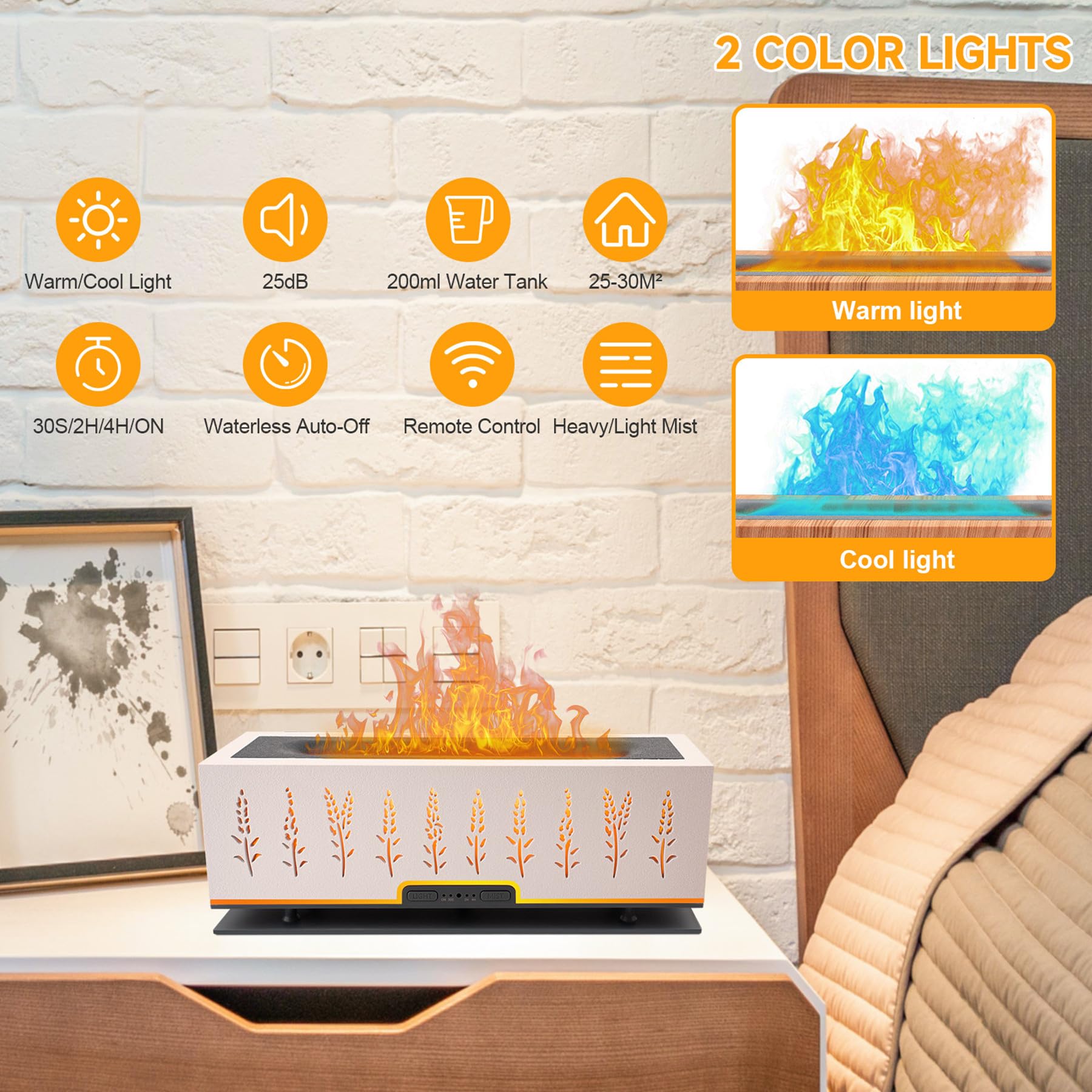 WENPHONE Flame Air Aroma Diffuser Humidifier, Essential Oil Diffuser, 200ml Aromatherapy Diffuser