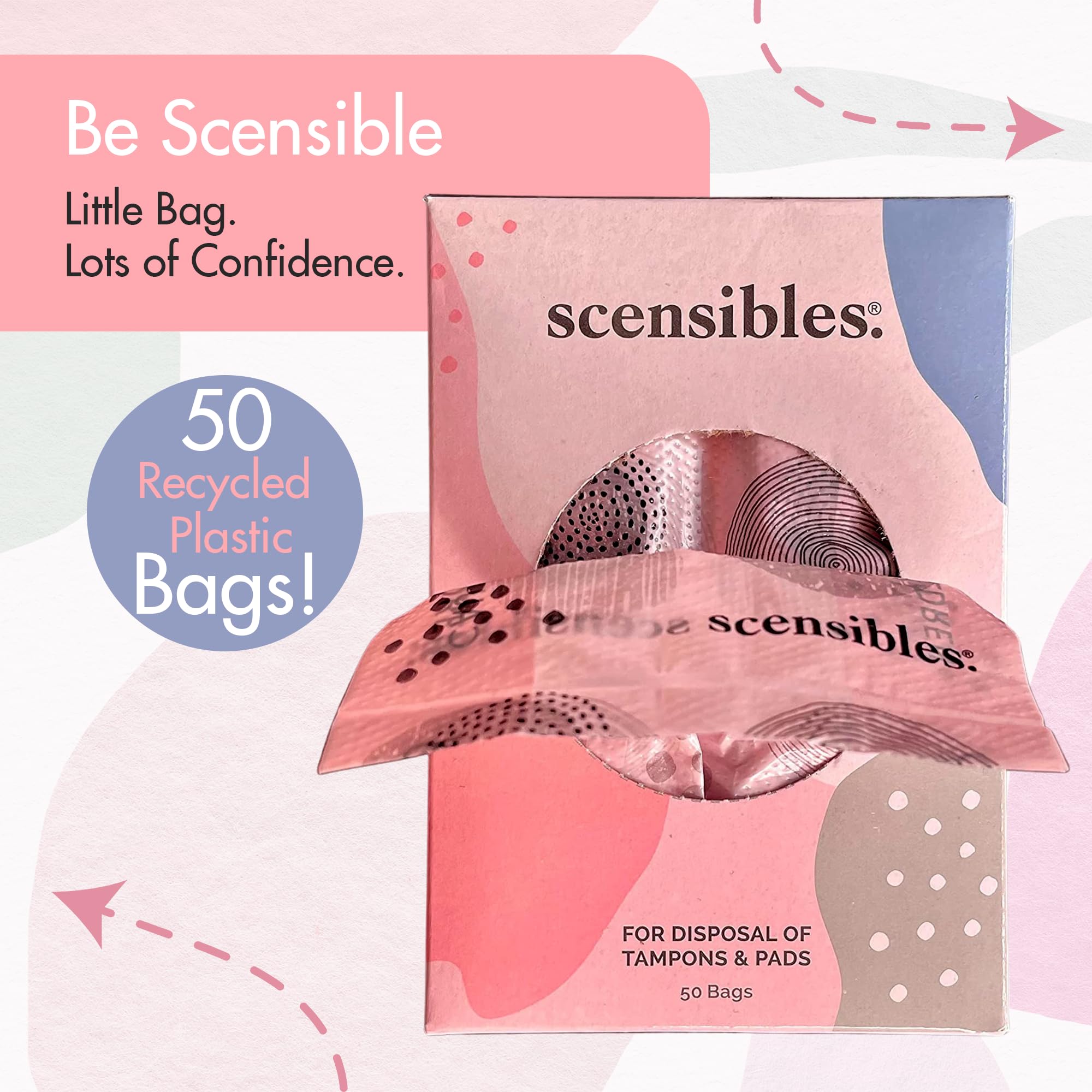 Scensibles Personal Care Disposal Bags (50 Count) - For Tampons, Pads, Liners, Condoms & More