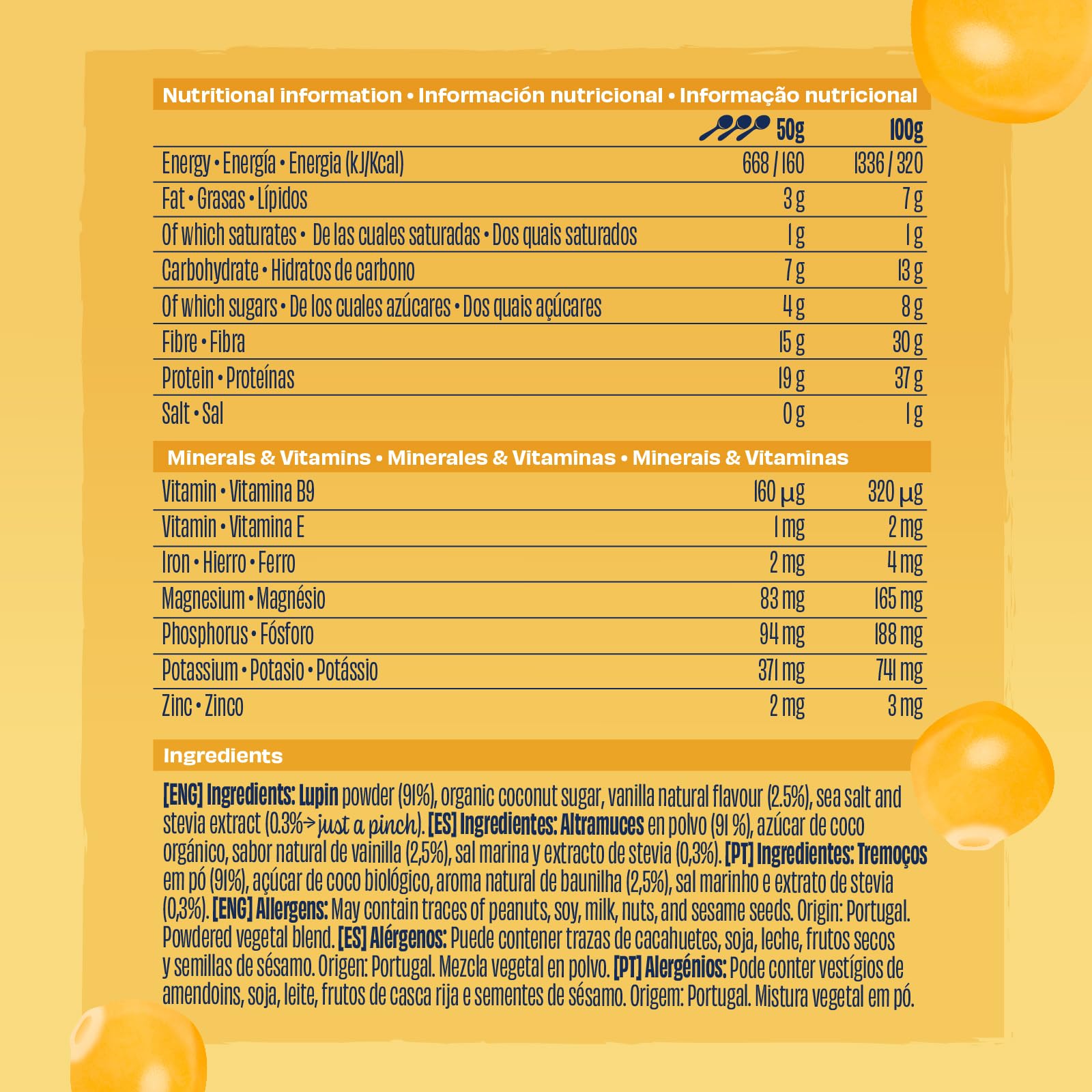 Tarwi Lupin 100% Natural No Bloating Vegan Protein Powder + High Fibre Gut Friendly Plant Based Protein