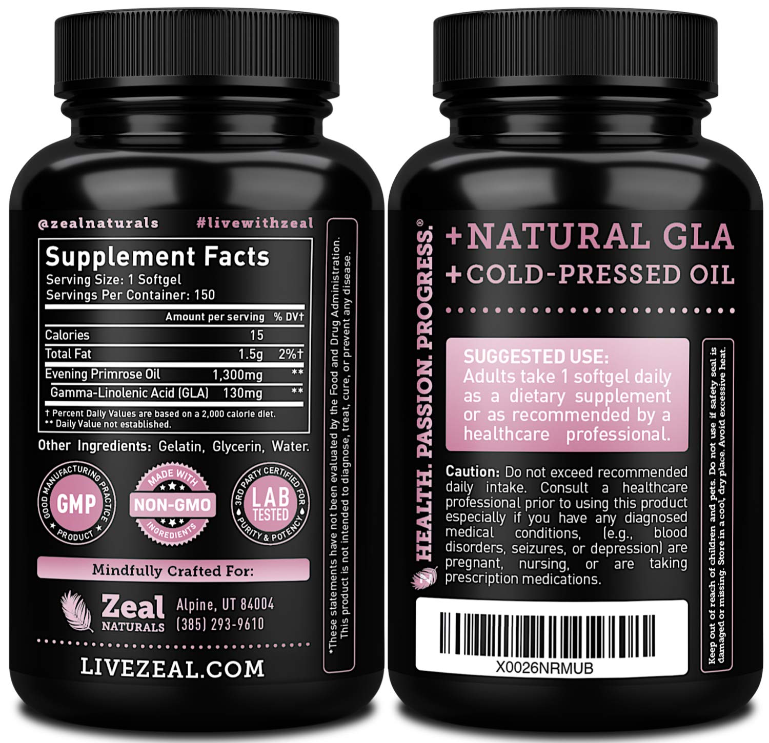 Evening Primrose Oil Capsules (150 Liquid Softgels | 1300mg) Premium Evening Primrose Oil – Natural