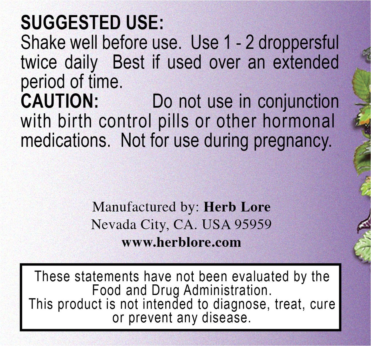 Herb Lore Vitex Tincture - 4 fl oz - Liquid Chaste Tree Berry Extract - Chasteberry Supplement for Women