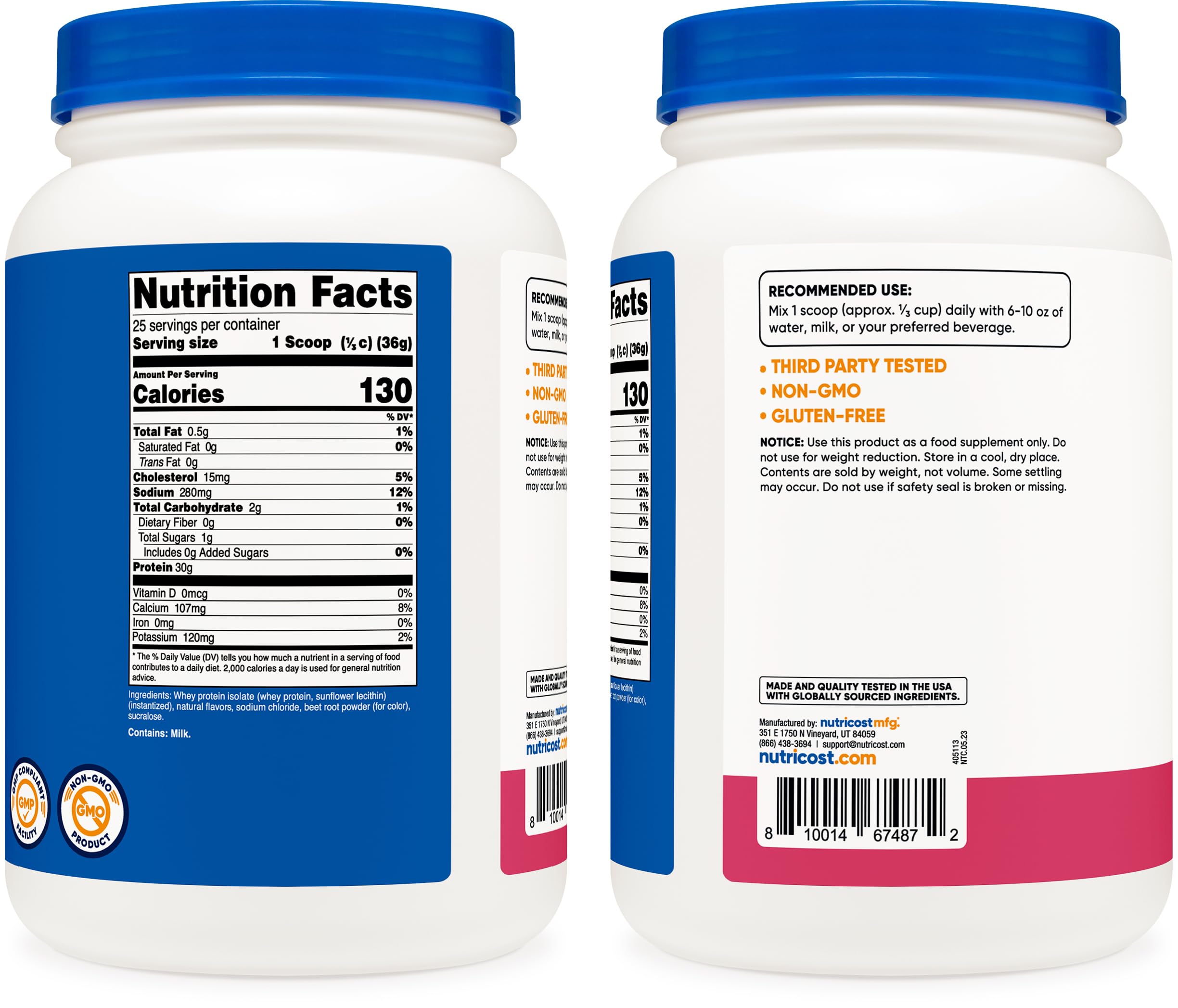 Nutricost Whey Protein Isolate (Strawberry Acai, 2 Pounds)