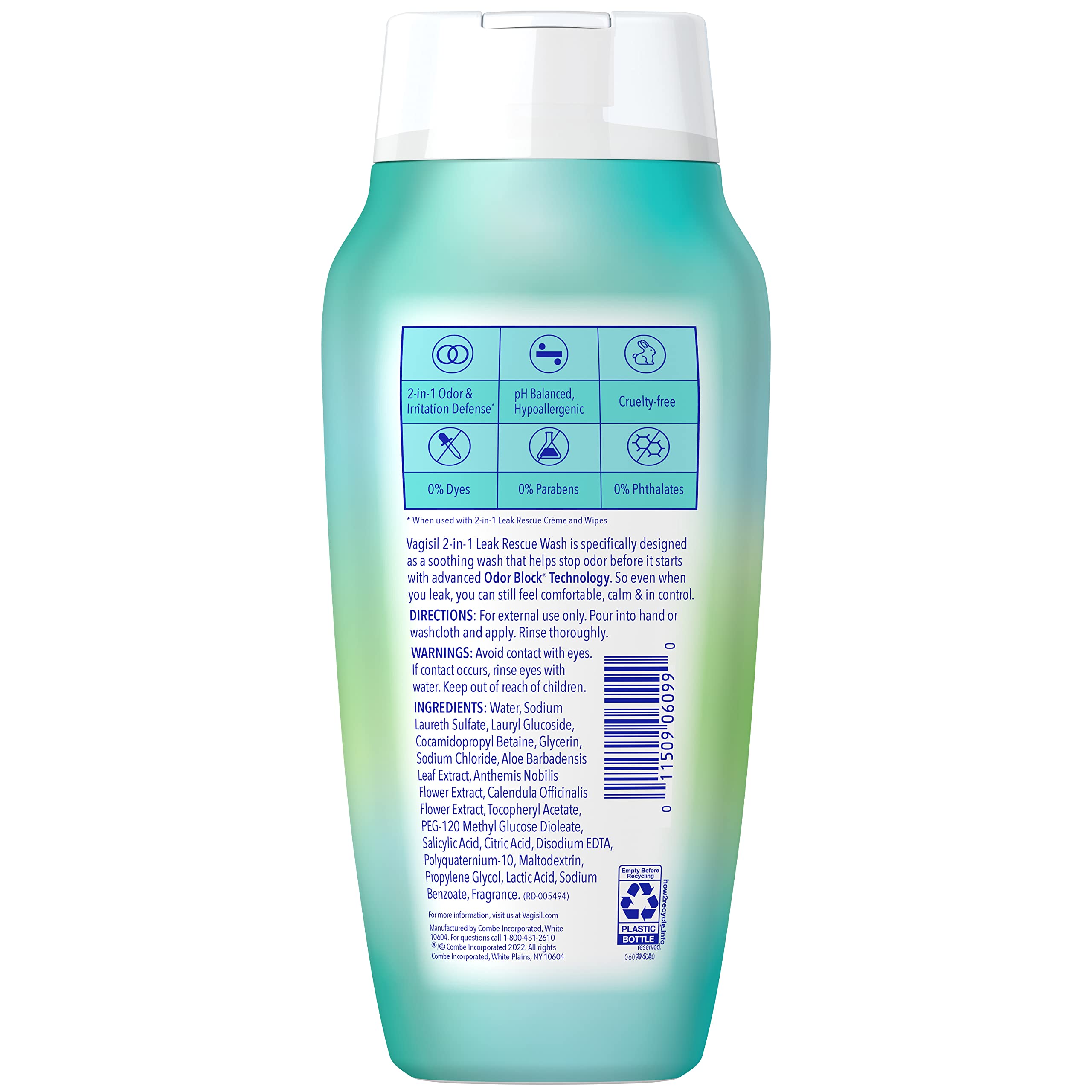 Vagisil 2-in-1 Leak Rescue Daily Intimate Feminine Wash for Women, Gynecologist Tested & Hypoallergenic