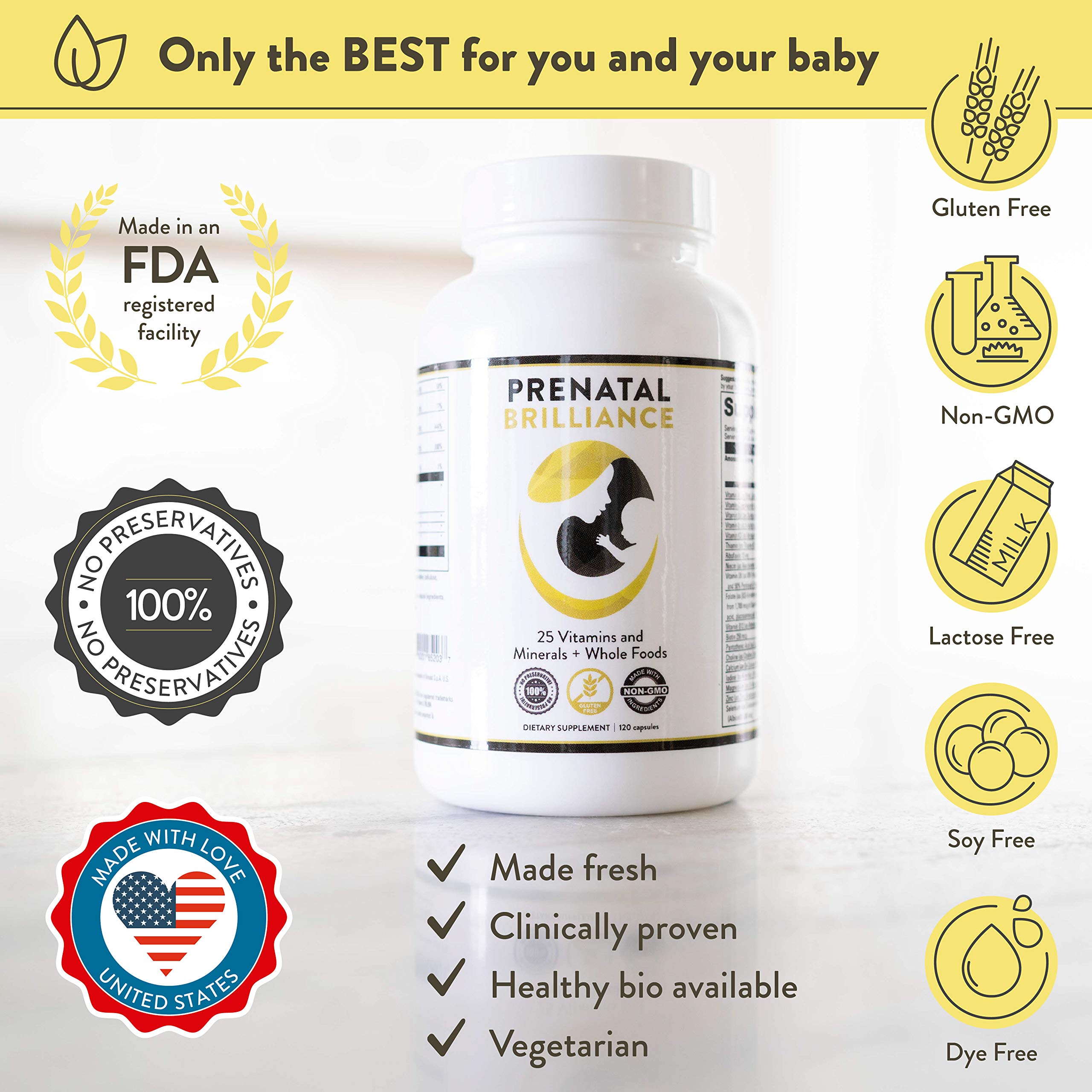 Vibrant Beginning Folate Prenatal Vitamins for Women, Non-GMO Whole Food Daily Pregnancy