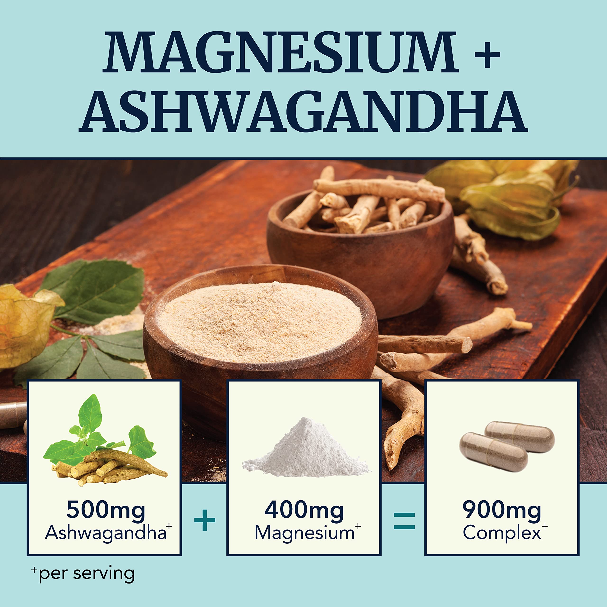 Magnesium Ashwagandha | Calming Magnesium Supplement for Adults | Relax, Rest