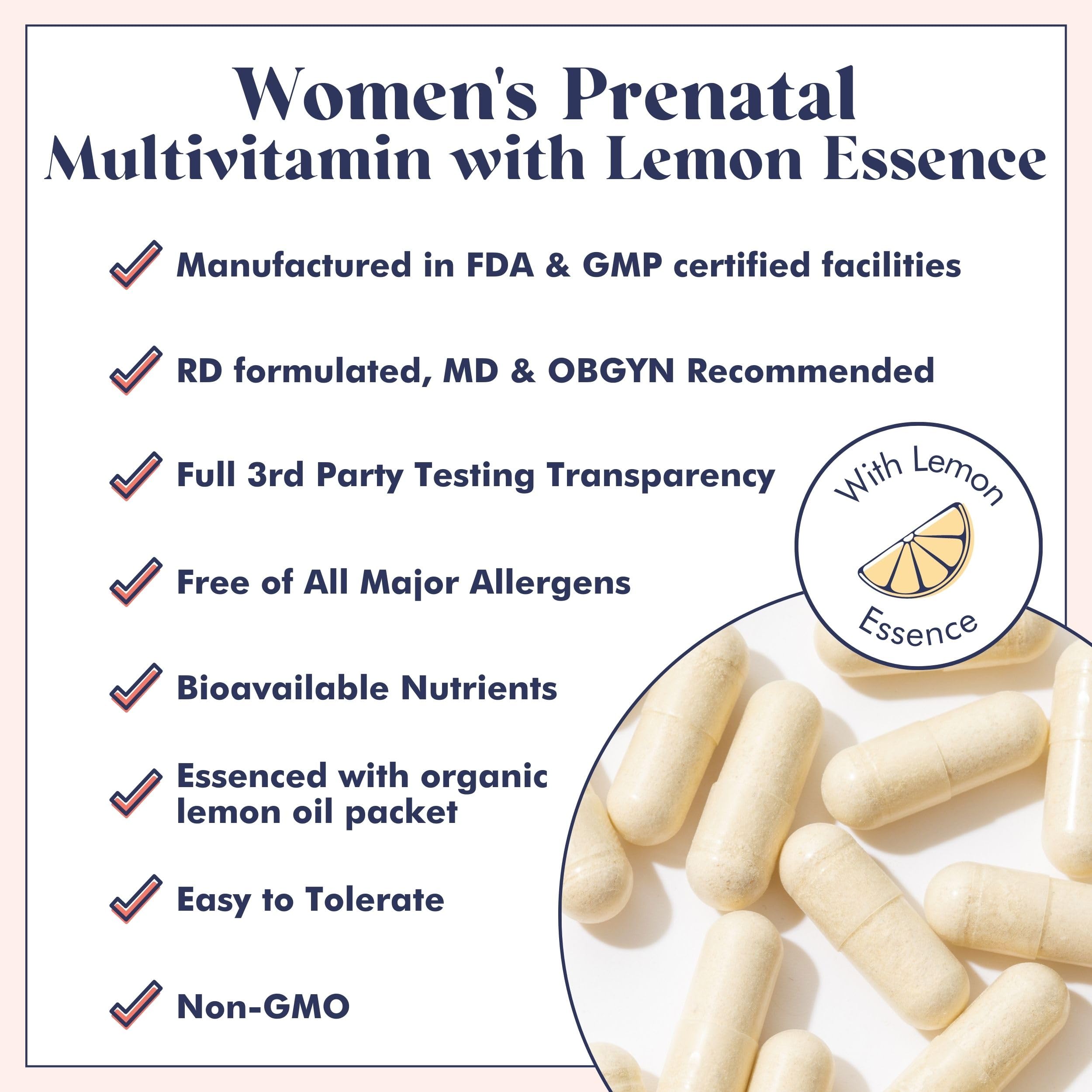 FullWell Prenatal Vitamins Lemon | choline, folate, vitamin D for fetal growth, brain development