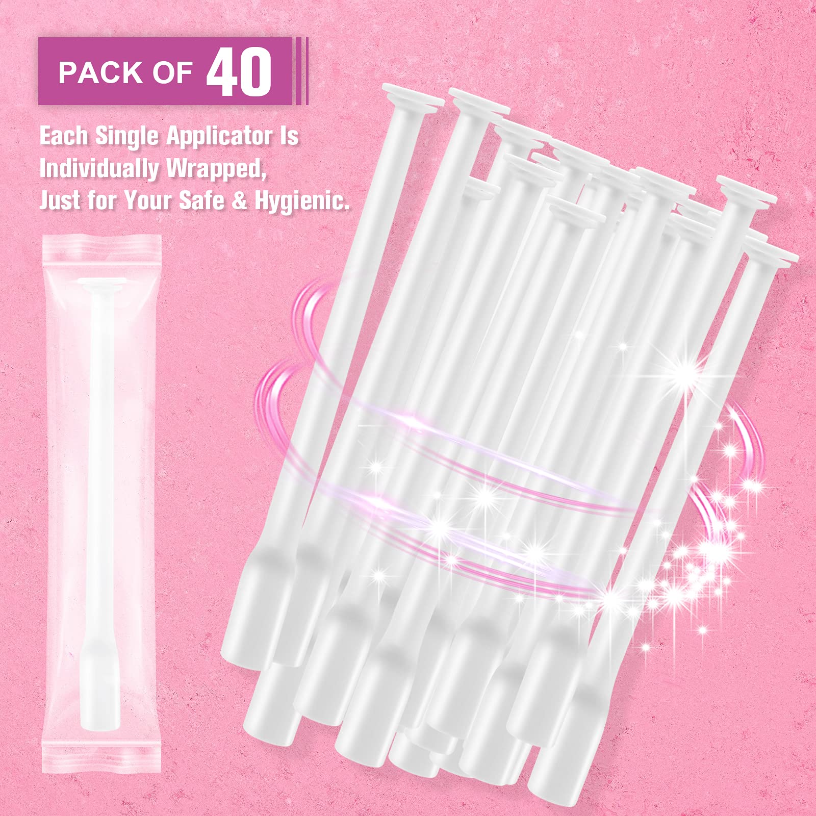 Nieteyrue (40 Packs) Disposable Vaginial Applicators Individually Wrapped Hygienic Fit