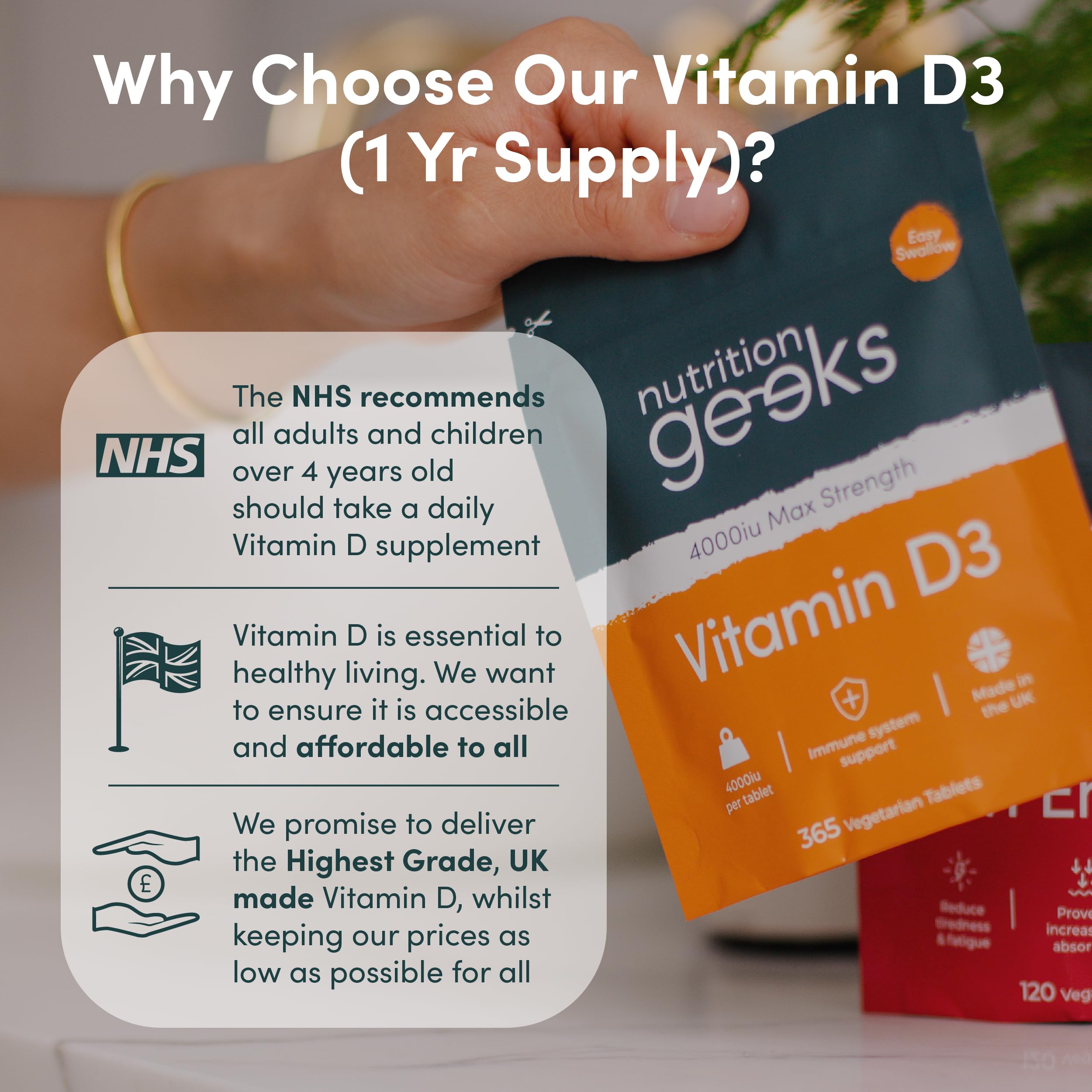 Vegetarian Vitamin D3 4000 iu - 1 Year Supply, 365 Easy-Swallow High Strength Vitamin