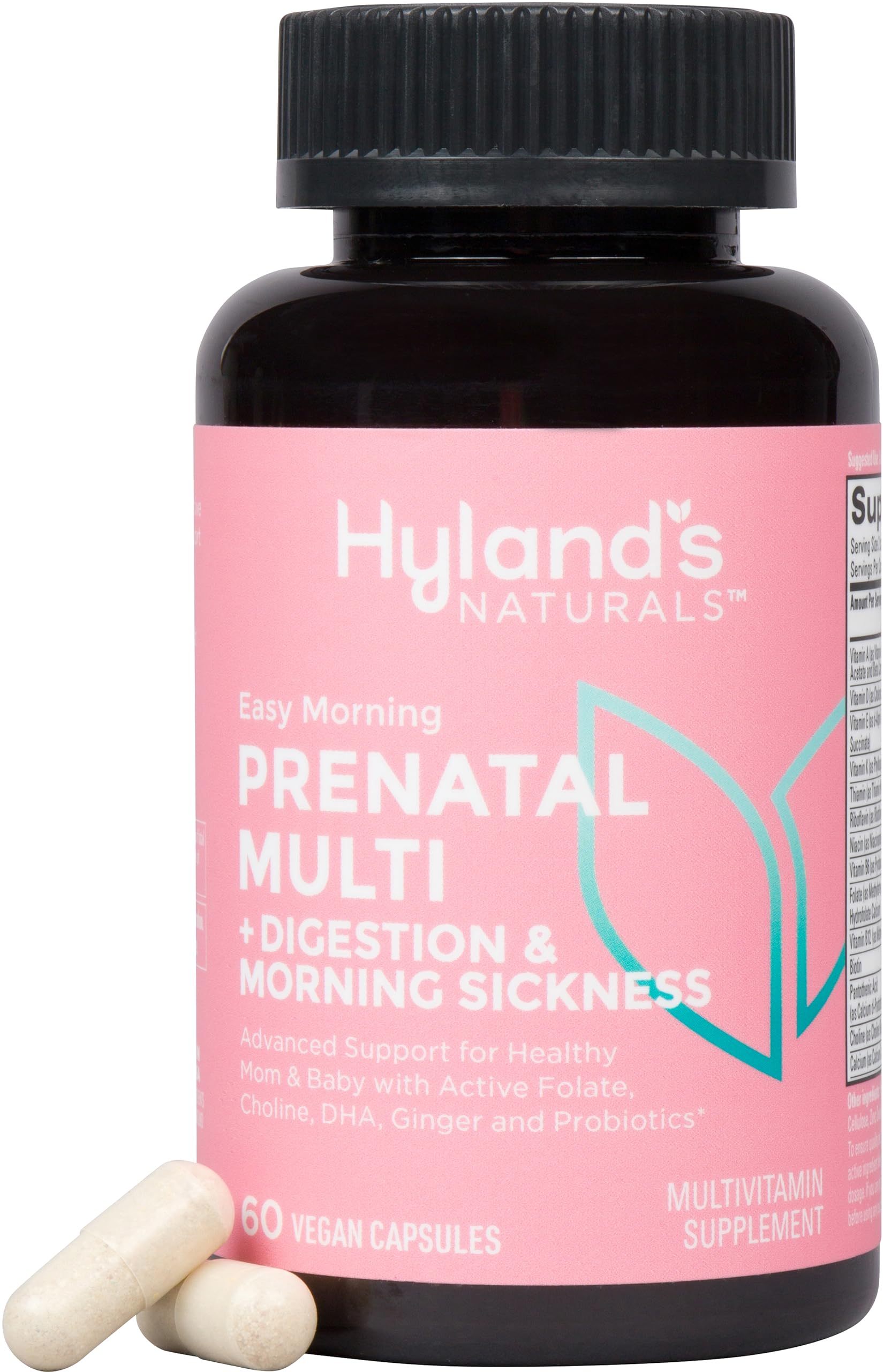 Hyland's Naturals Easy Morning Prenatal Multivitamin + Digestive Health & Morning Sickness Relief 