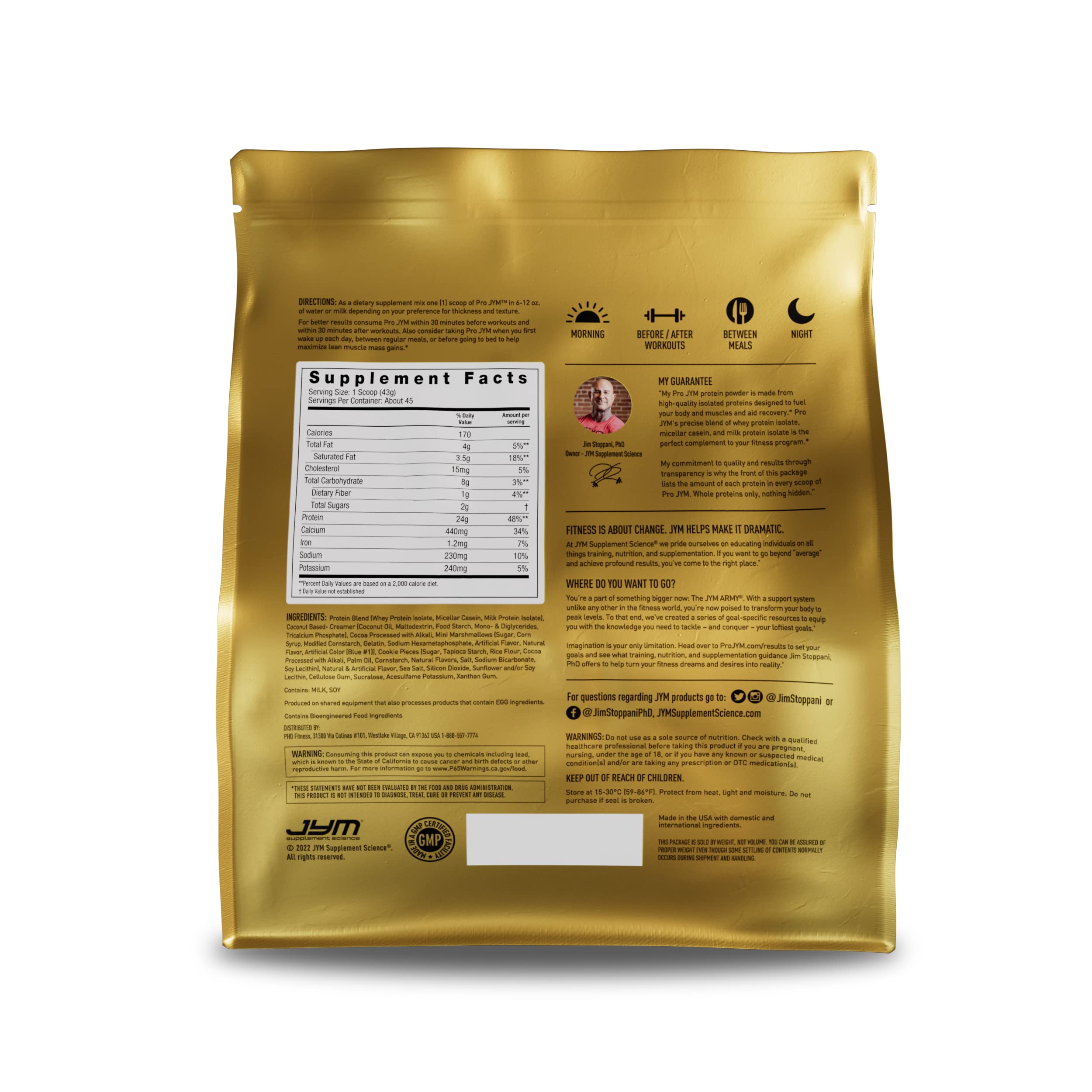 Pro JYM Protein Powder - Egg White, Milk, Whey Protein Isolates & Micellar Casein