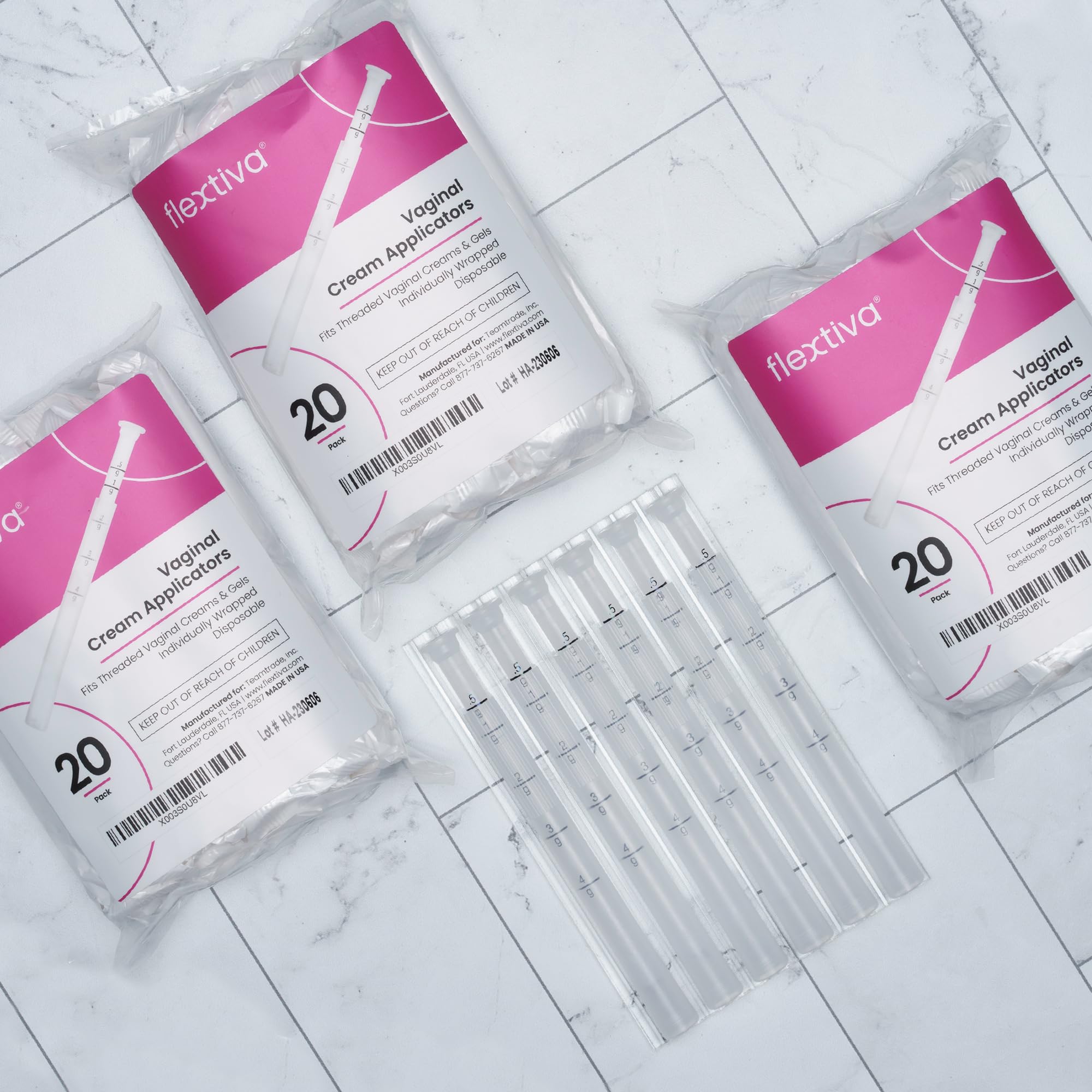 Flextiva Disposable Plastic Vaginal Cream Applicators - Threaded End to Fit OTC Gel or Cream Products