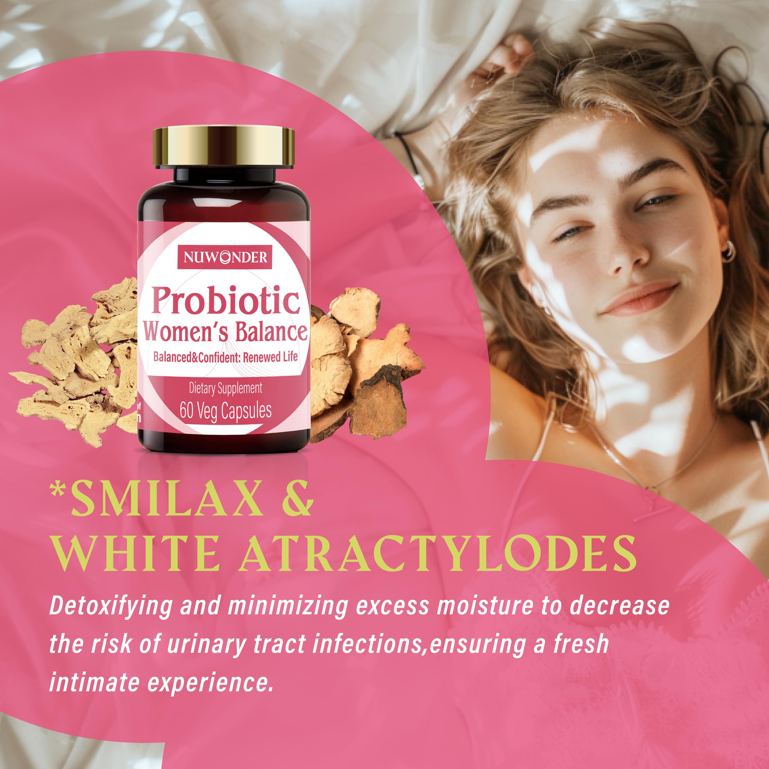 NUWONDER Women's probiotic - Natural Vaginal Support Supplement, Balanced & Confident