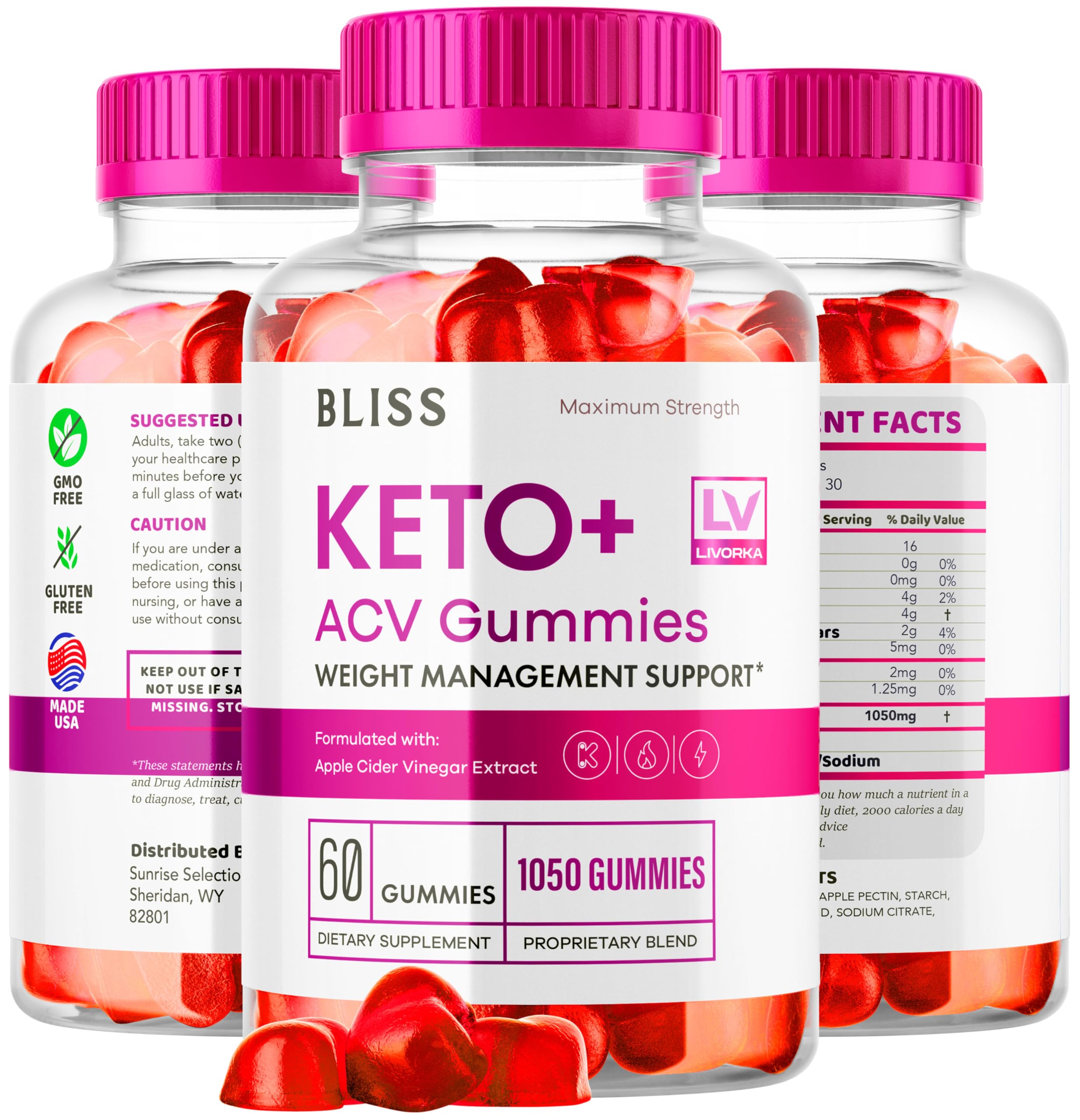 5 Pack - Bliss Keto ACV Gummies Advanced Weight Loss, Bliss ACV Active Gummies