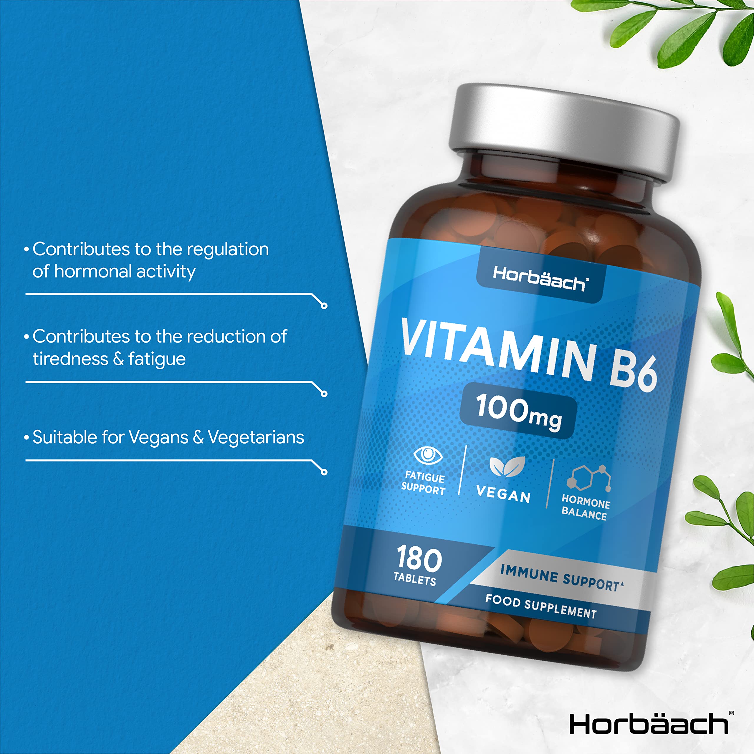 Vitamin B6 100mg | 180 High Strength Tablets | Regulation of Hormonal Activity & Fatigue