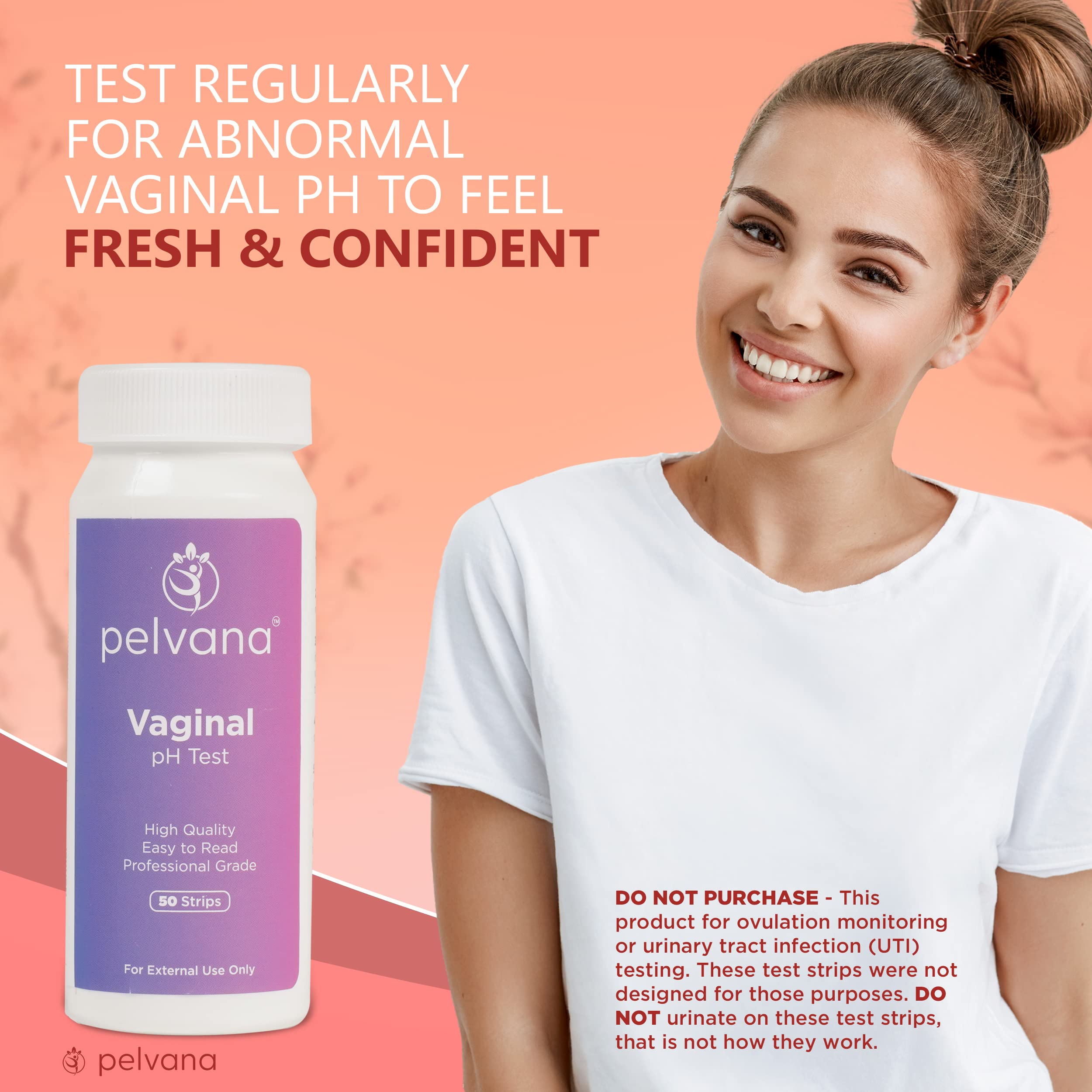 Pelvana Vaginal pH Balance Test Strips for Women 50 Strips - Vaginal pH Test Strips