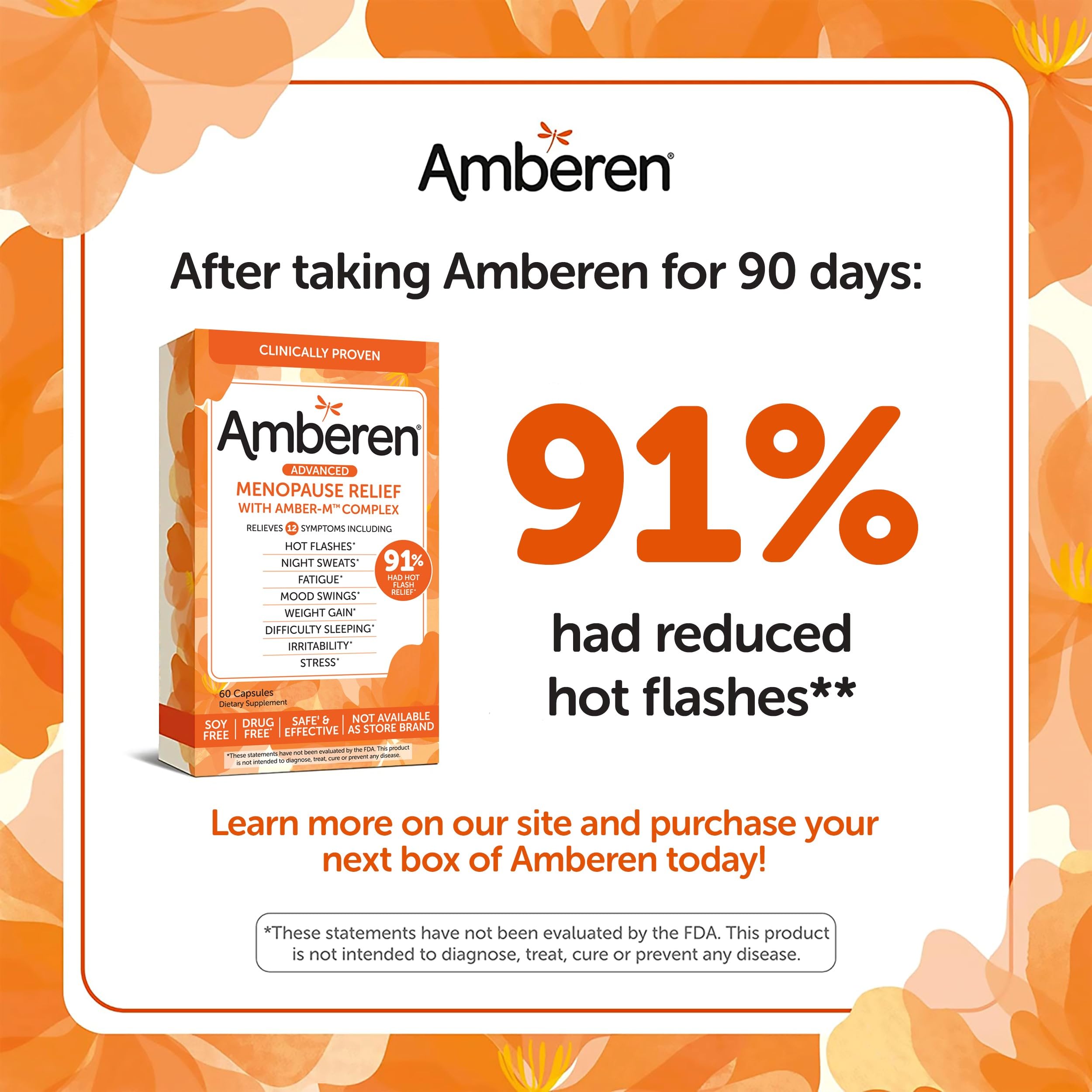 Amberen: Safe Multi-Symptom Menopause Relief. Clinically Shown to Relieve 12 Menopause Symptoms