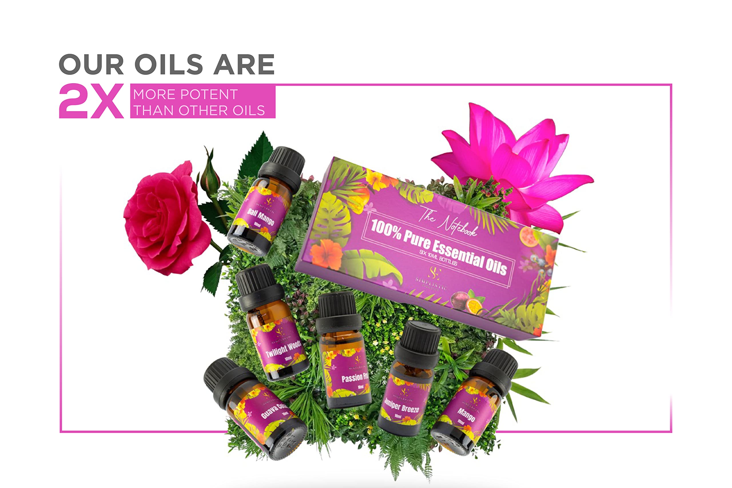 Simplistic Elegance Essential Oils Set - Top 6 Natural Aromatherapy Oils for Diffusers Humidifier Massage