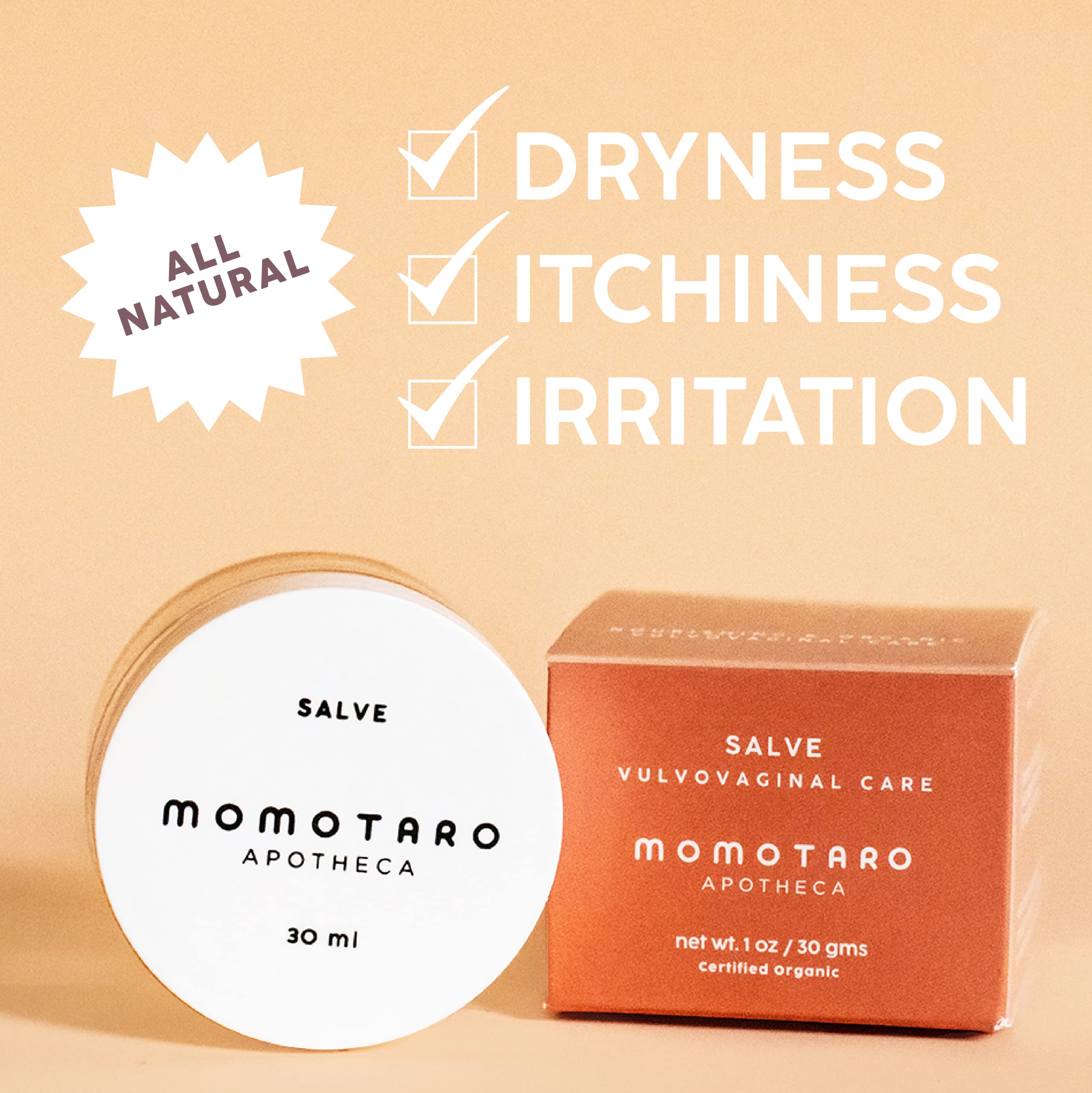 MOMOTARO APOTHECA Vaginal Moisturizer, Organic Vulva Salve - Intimate Soothing Balm