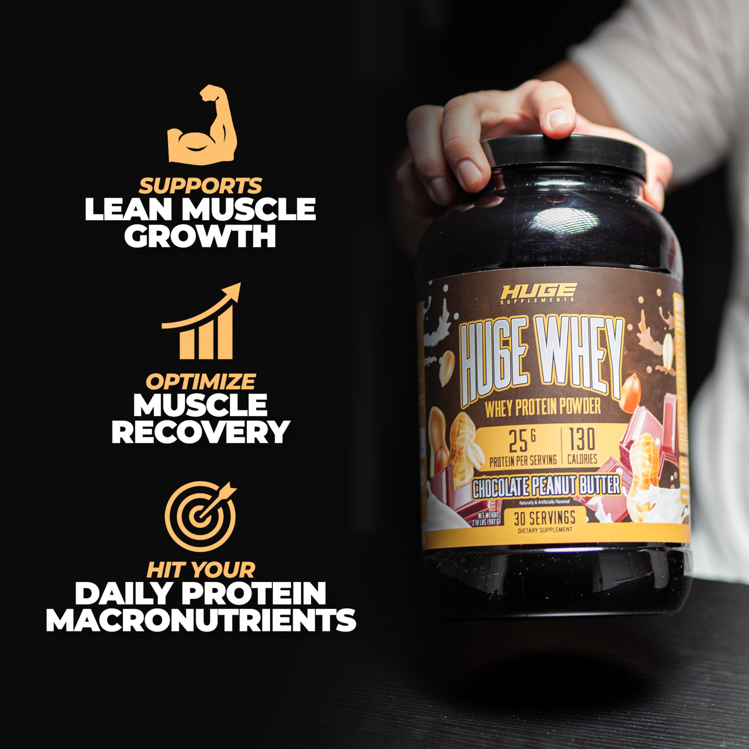 Huge Supplements Whey Protein Concentrate Powder - 25g Protein Per Serving