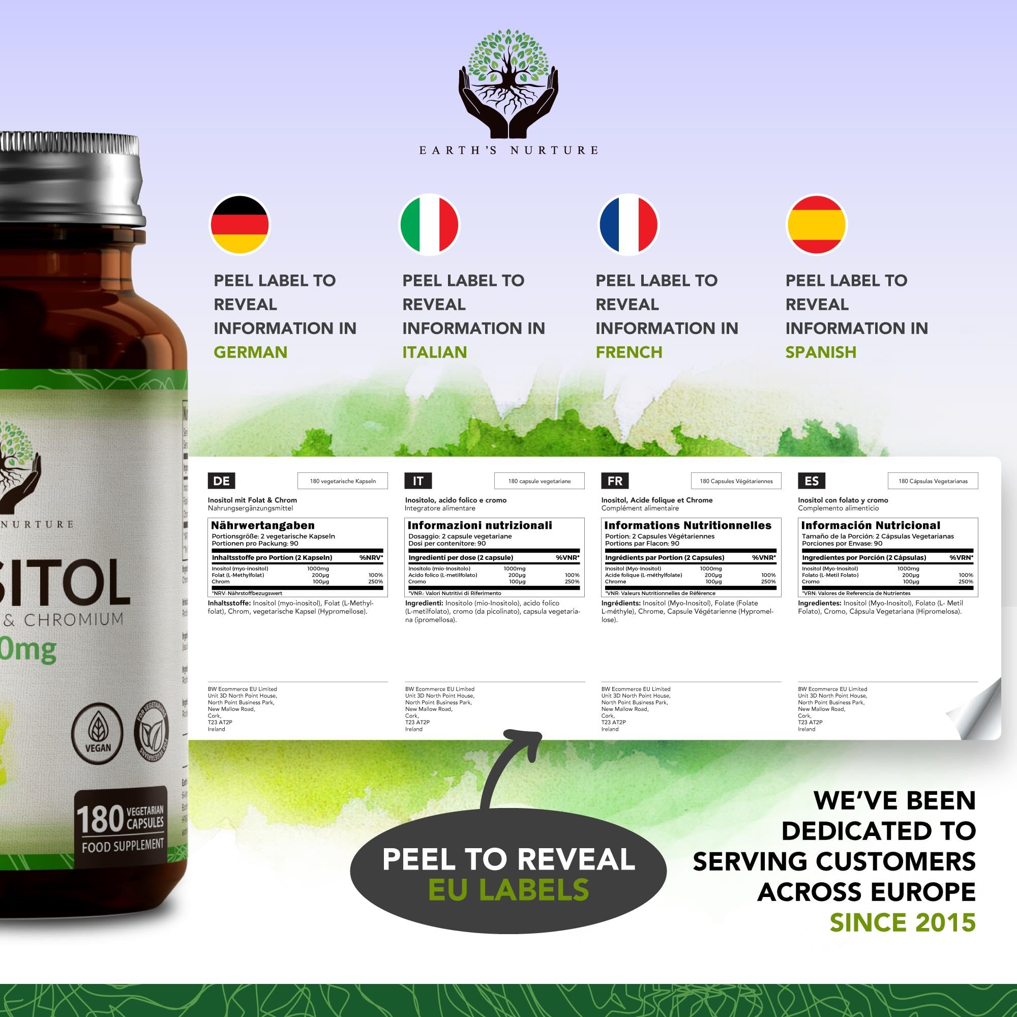 EN Myo-Inositol Chromium & Folate Blend | 1000mg Myo Inositol Per Serving | 180 Vegan