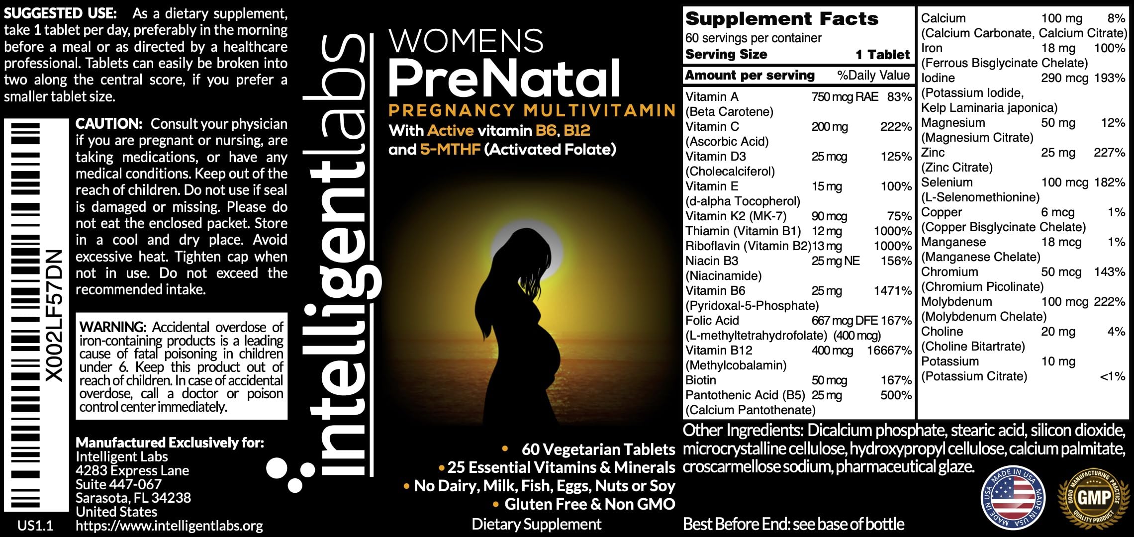 Intelligent Labs Women's Prenatal Multivitamin, 25 Essential Pregnancy Vitamins and Minerals