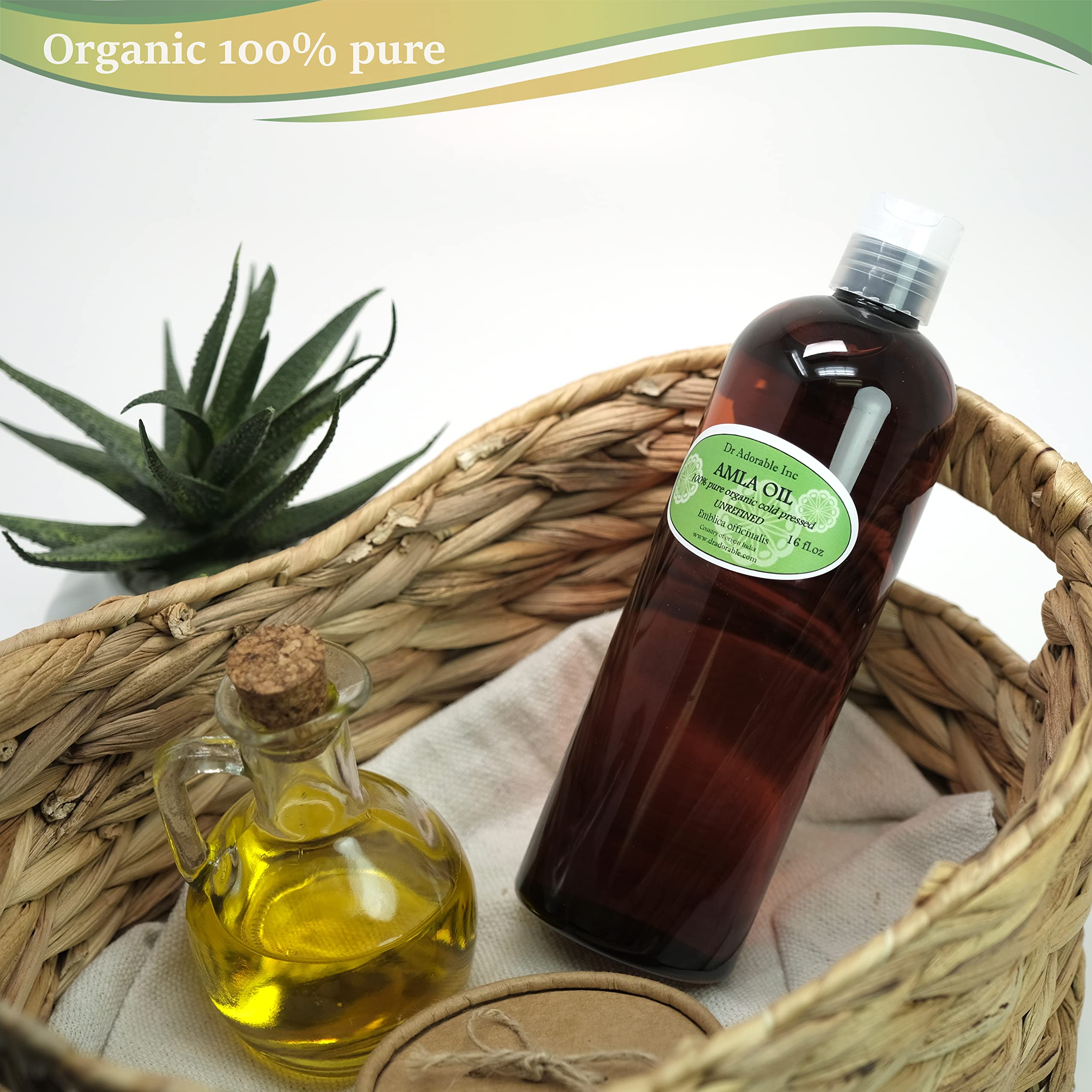 Dr Adorable - 16 oz - Organic AMLA OIL UNREFINED - 100% Pure Cold Pressed Extra Virgin for Healthy Hair and Moisturized Scalp