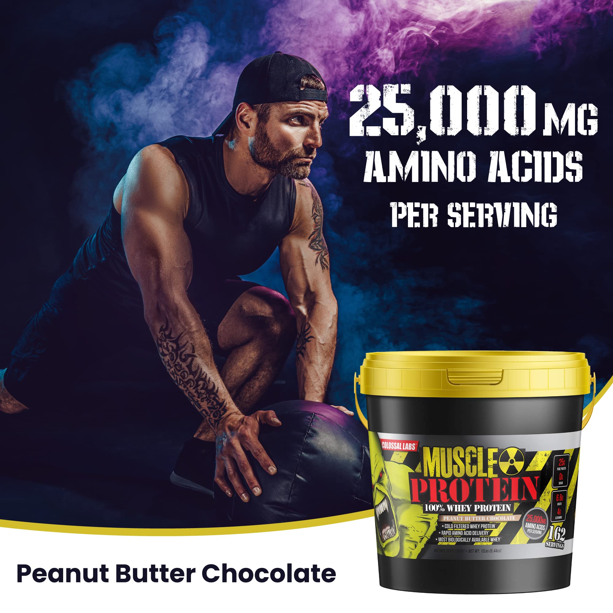 COLOSSAL LABS Muscle Growth Whey Protein [12 lbs/Pack of 1]–Peanut Butter Chocolate