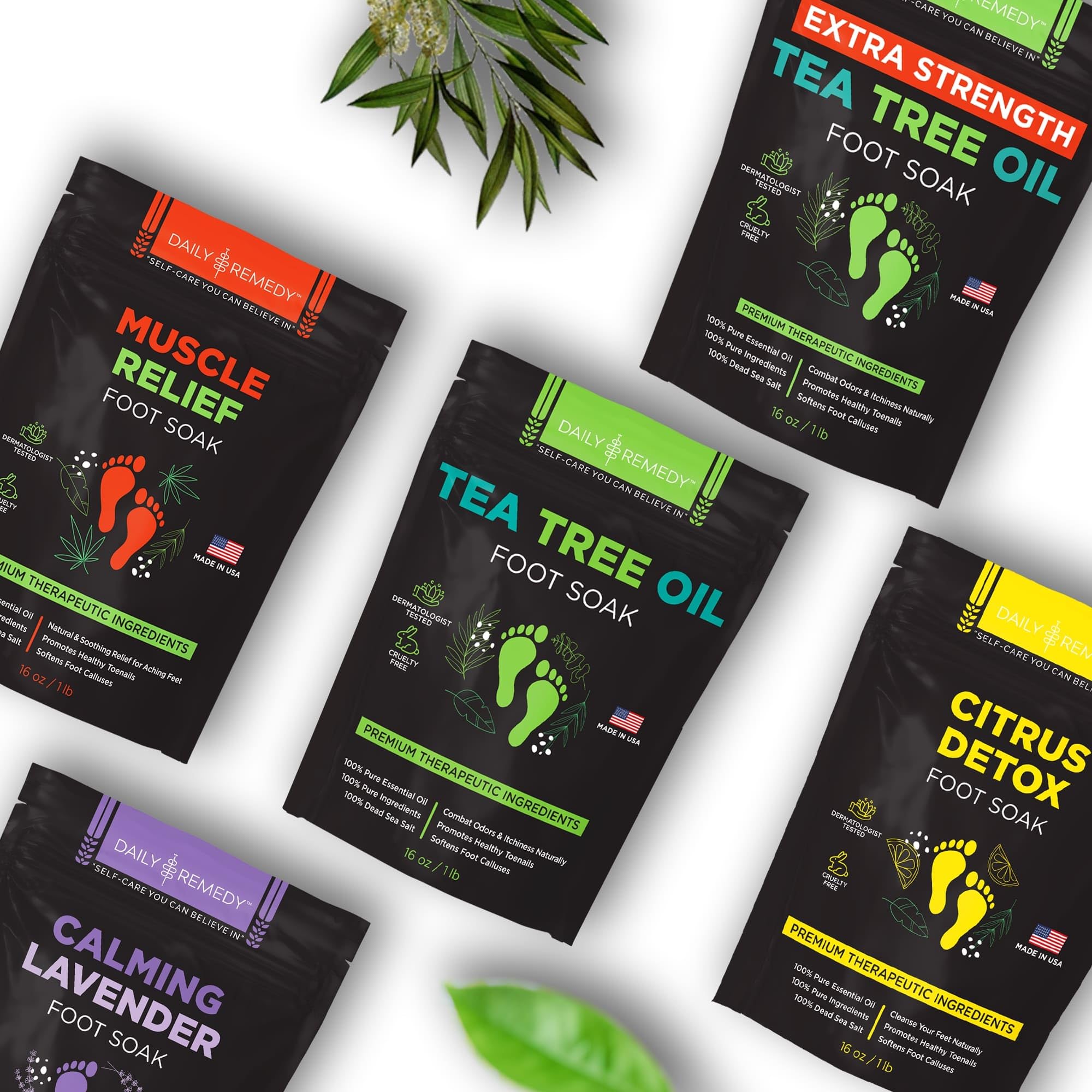 Tea Tree Oil Foot Soak with Epsom Salt - Made in USA - for Toenail Athletes Foot