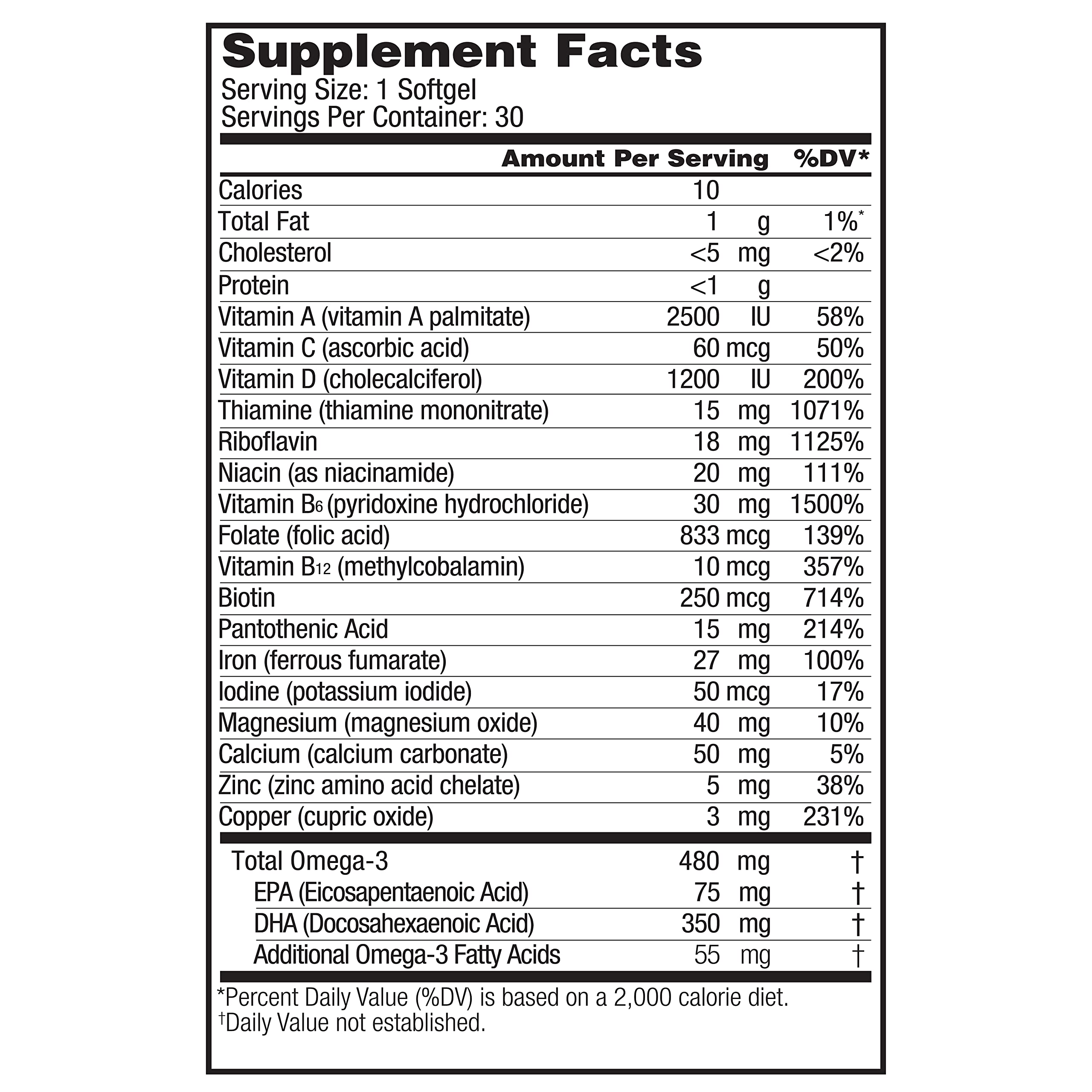 Oceanblue Prenatal Multivitamin with Omega-3 DHA Fish Oil for Pregnant Women