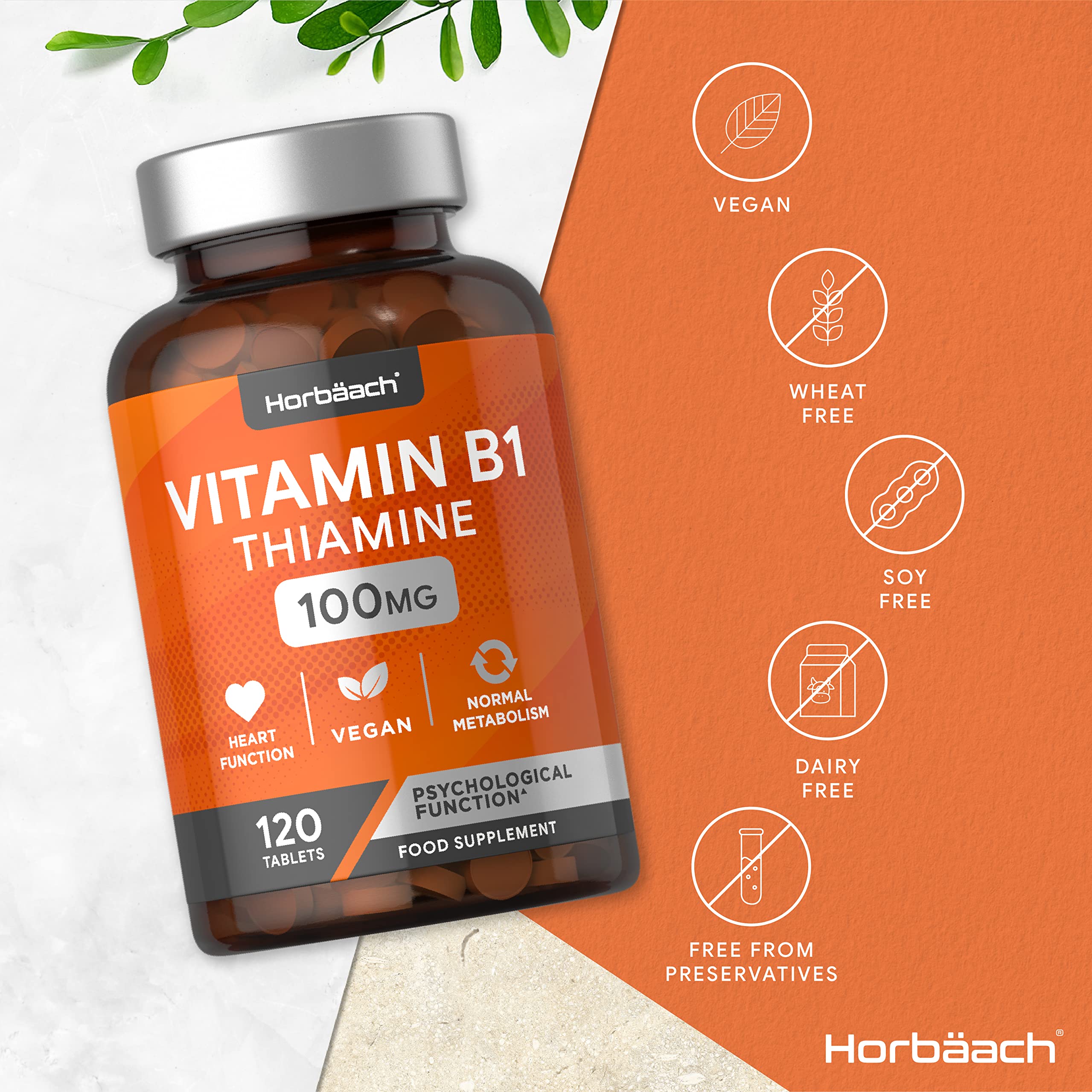 Vitamin B1 Thiamine High Strength 100mg | 120 Vegan Tablets | No Artificial
