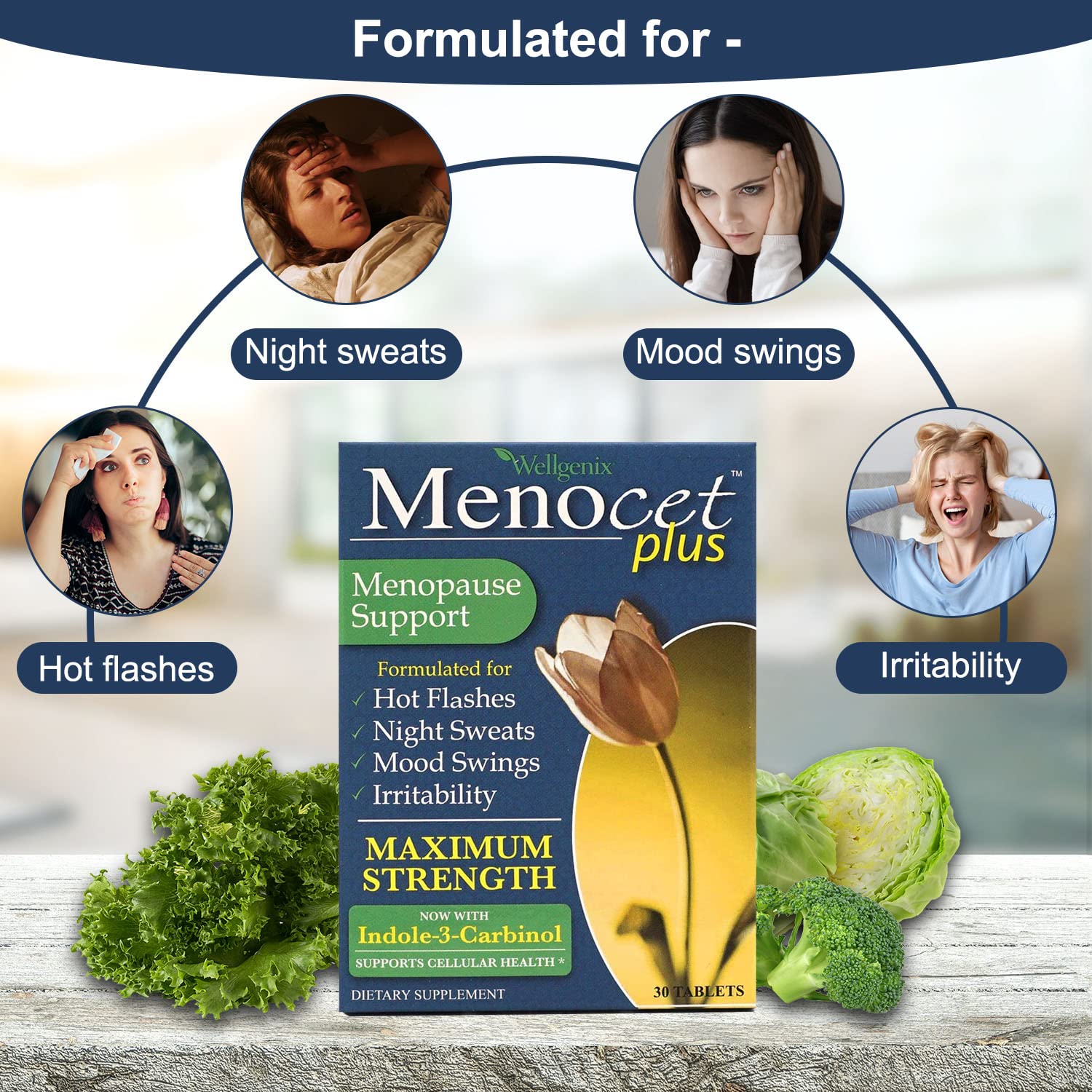 Wellgenix Menocet Plus Menopause Support - All-in-One Menopause Supplement - Daily Relief Feminine