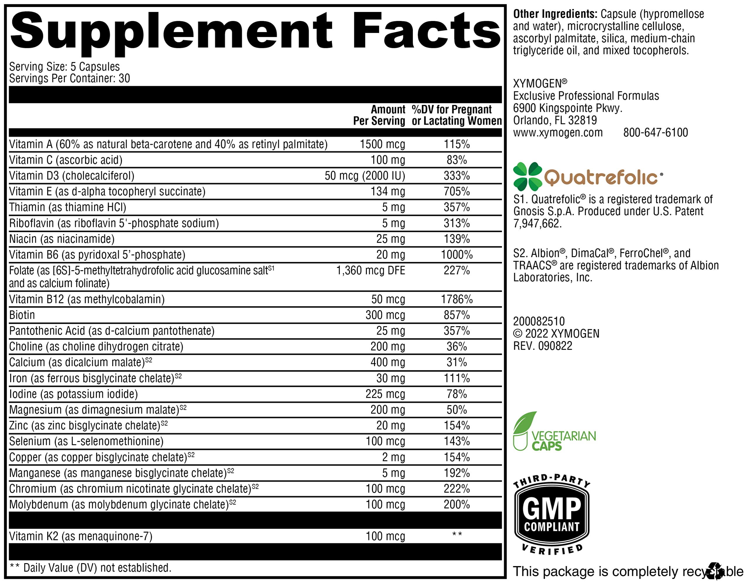 XYMOGEN Prenatal (150 Capsules) + Immune Essentials Daily (120 Capsules) 2-Product Bundle