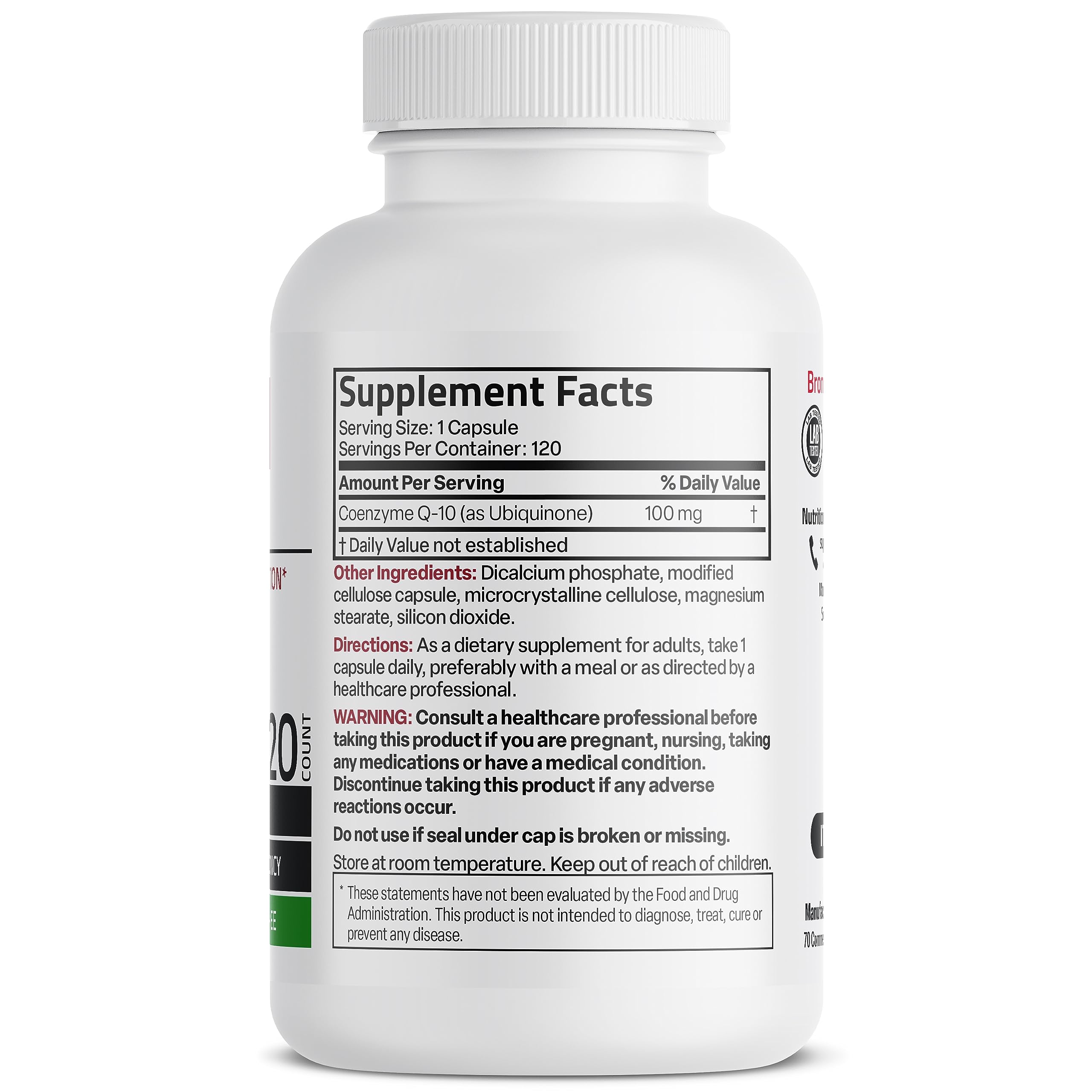 Bronson CoQ10 100 MG High Potency Cellular Energy Production, 120 Vegetarian Capsules