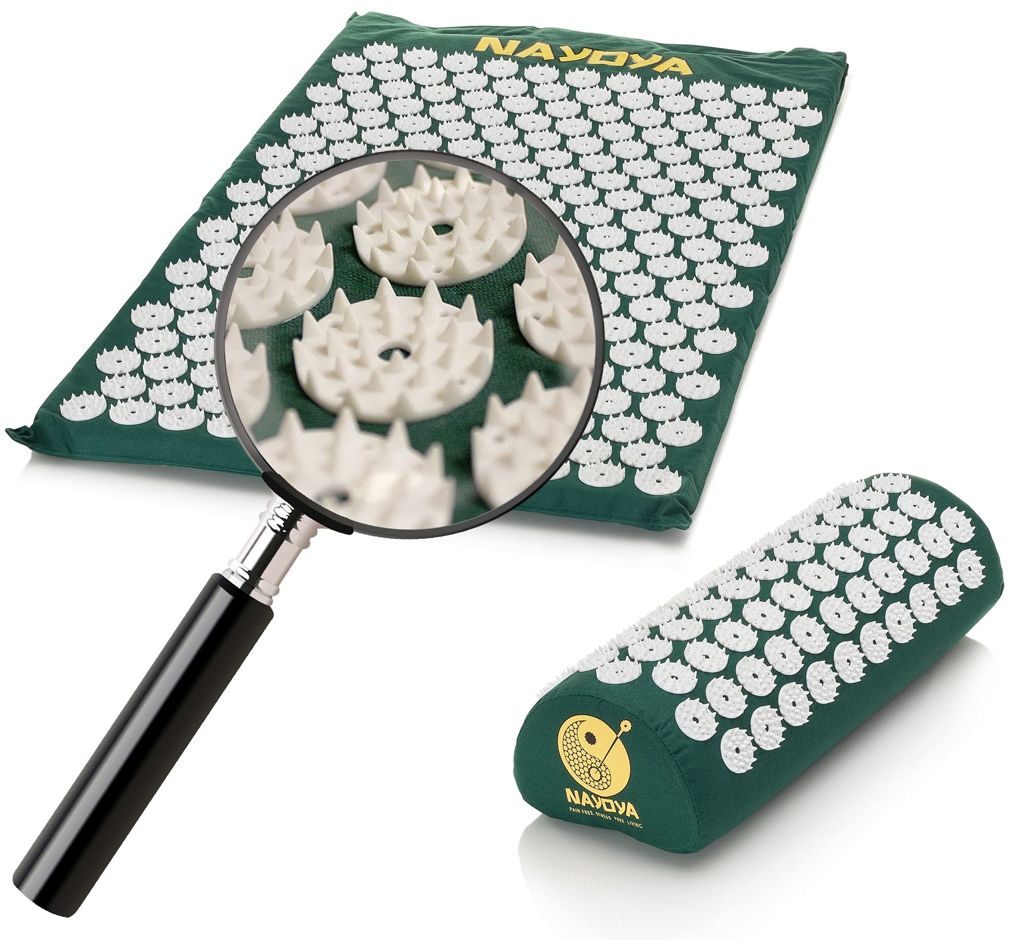 NAYOYA Neck and Back Pain Relief - Acupressure Mat and Neck Pillow Set - Relieves Stress and Sciatic Pain