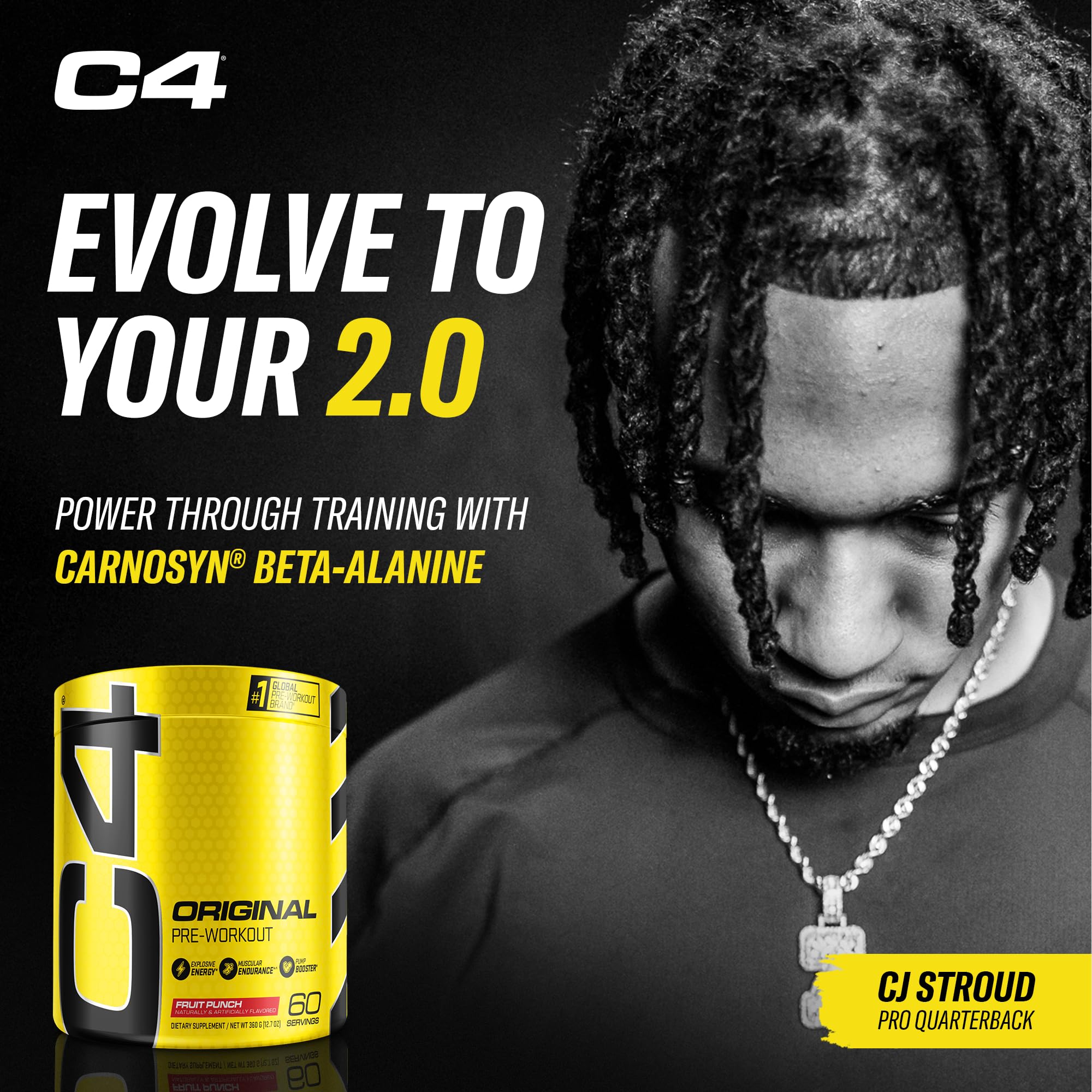 C4 Original Pre Workout Powder Fruit Punch - Vitamin C for Immune Support - Sugar Free