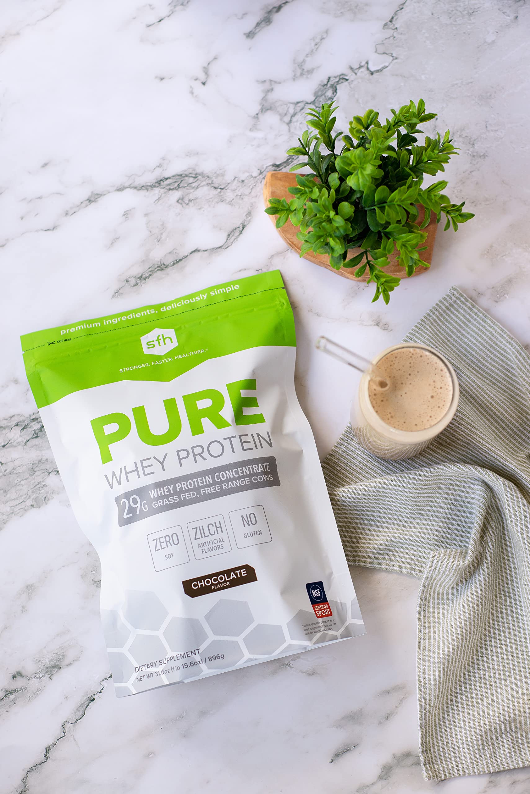 SFH Pure Whey Protein Powder (Chocolate) Best Tasting 100% Grass Fed Whey