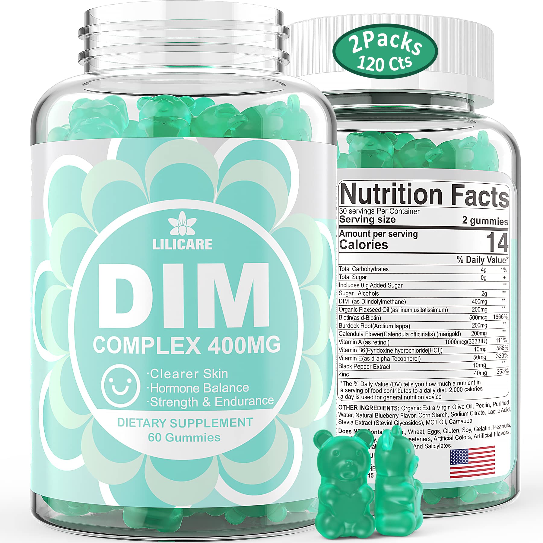 DIM Supplement Women 400mg, Estrogen Supplement for Women, Sugar Free DIM Gummies for Men & Women