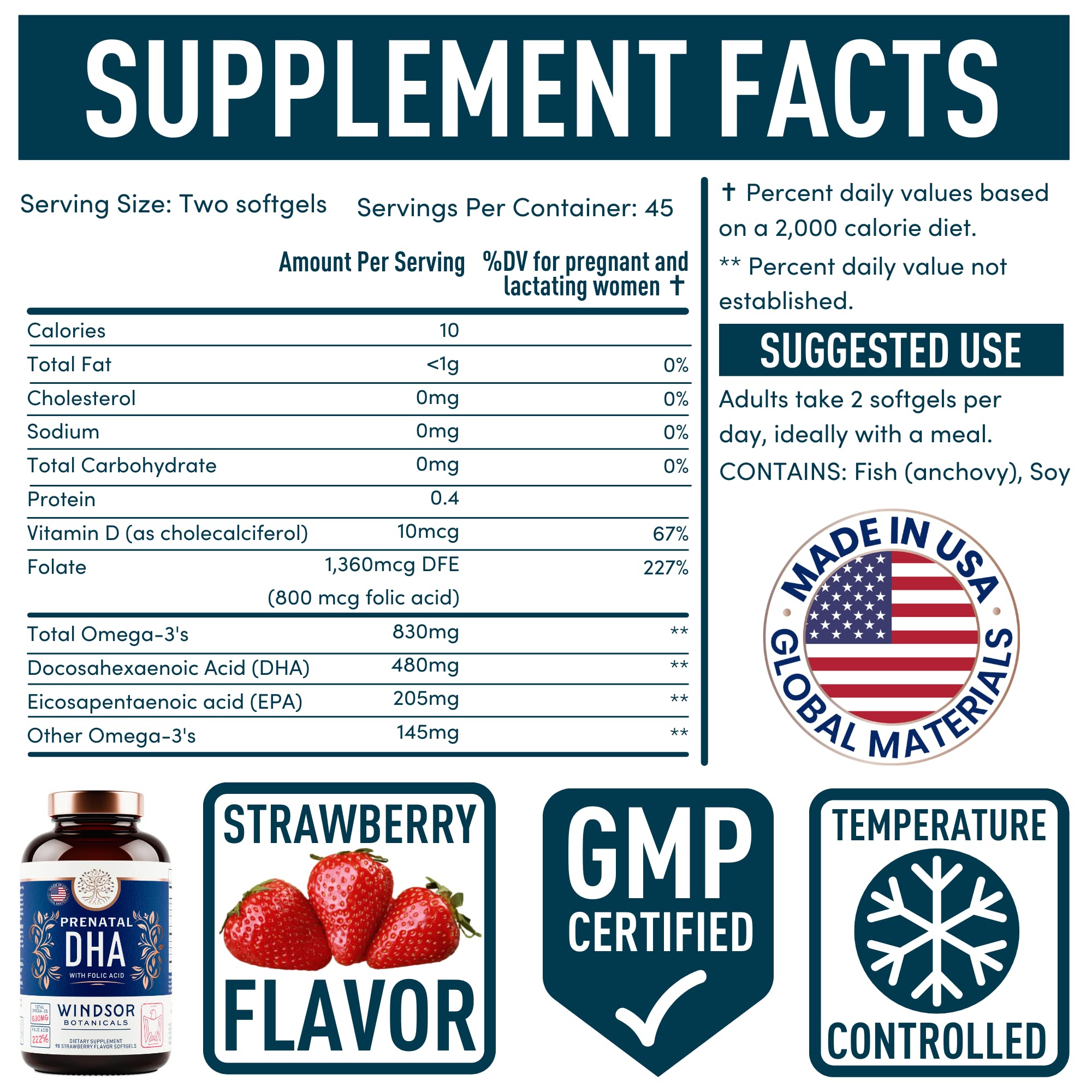 WINDSOR BOTANICALS Male Fertility Supplement and DHA with Folic Acid Prenatal Bundle